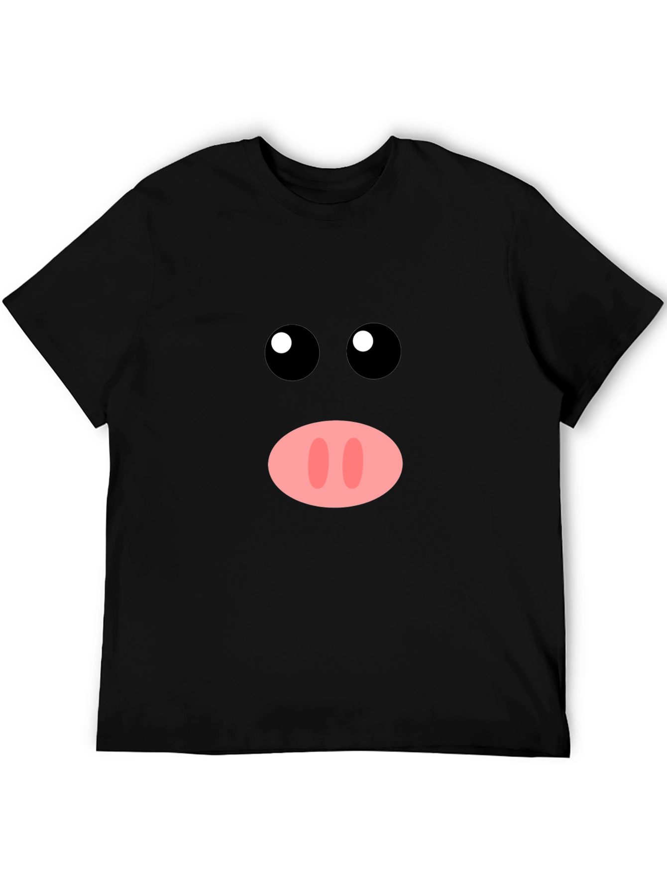 Funny Pig Face Graphic Tee - Black