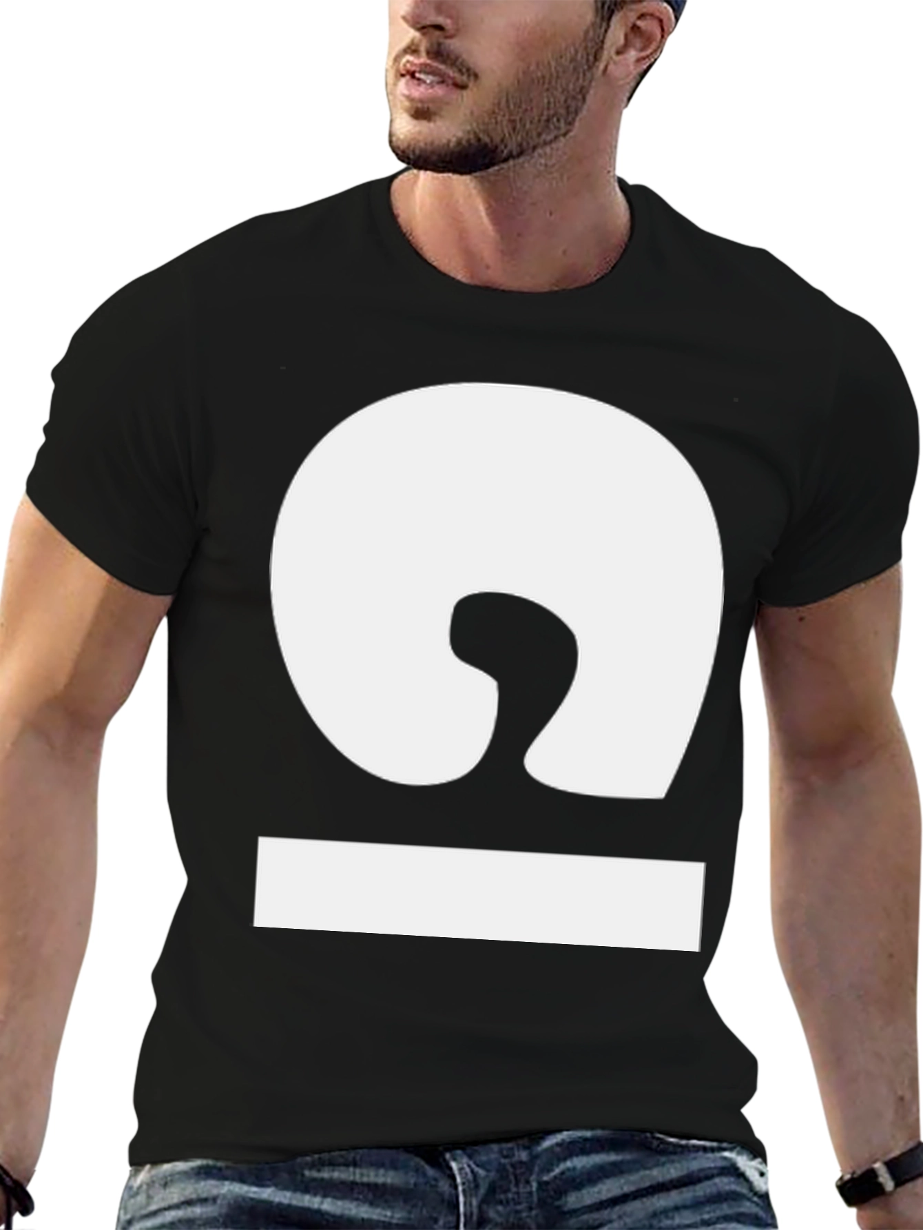 Modern Minimalist White Symbol Black T-Shirt