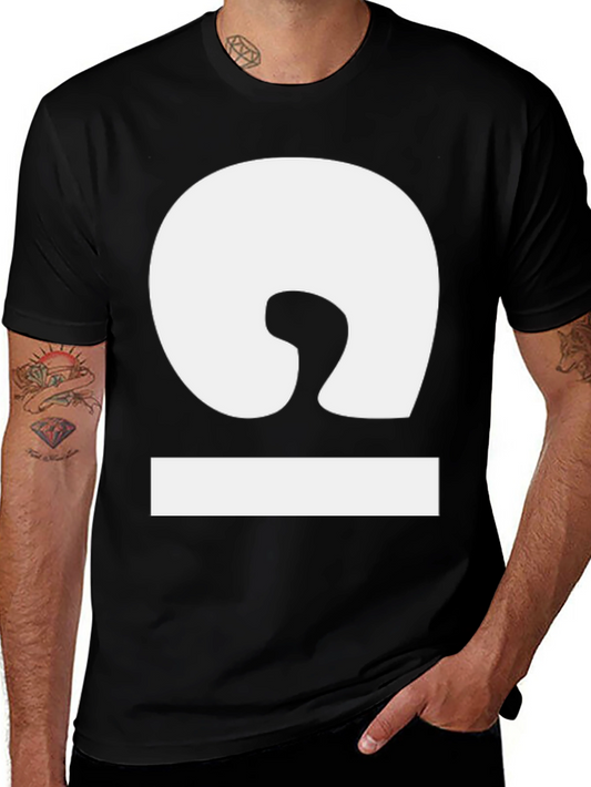 Modern Minimalist White Symbol Black T-Shirt