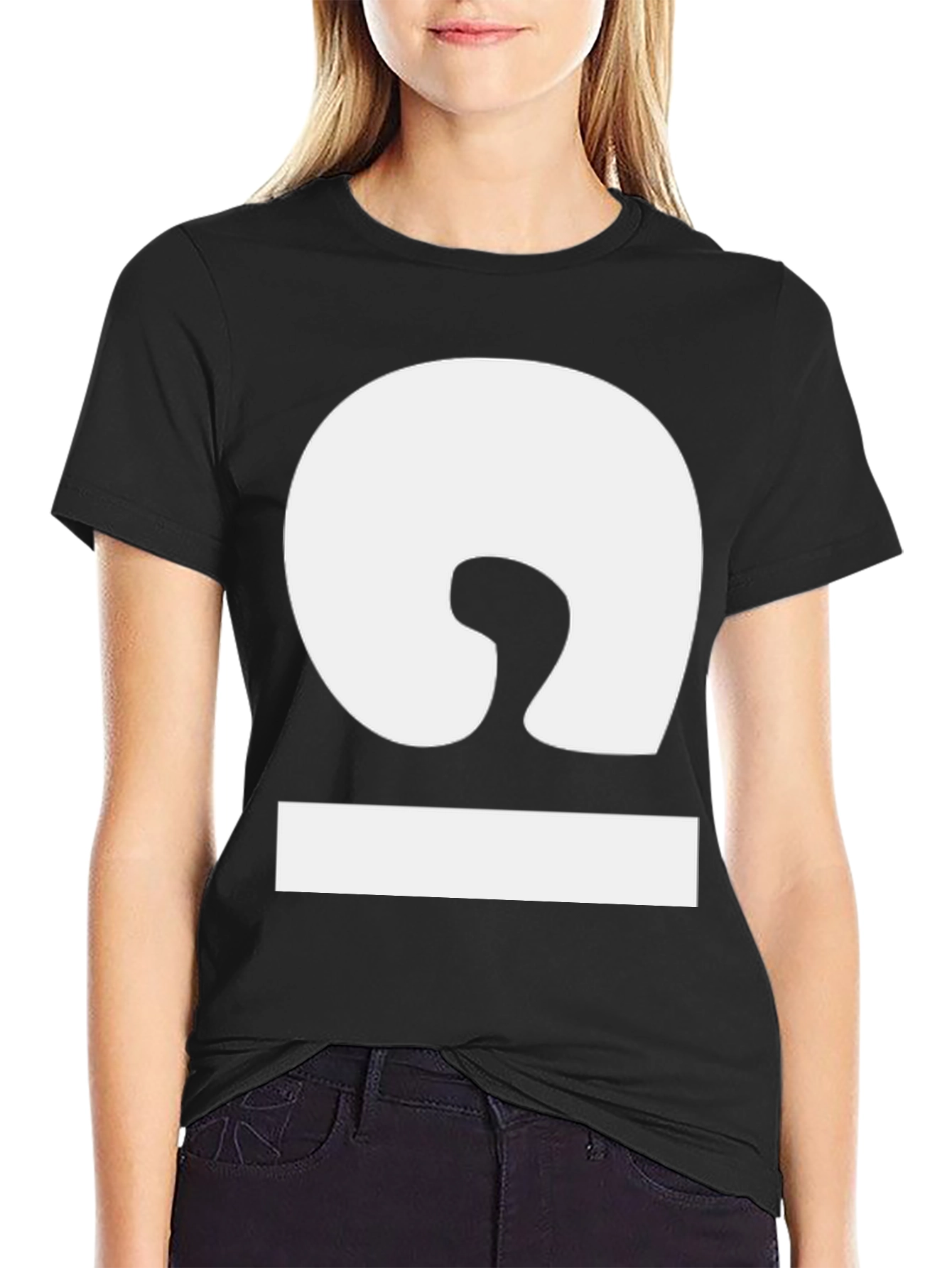 Modern Minimalist White Symbol Black T-Shirt