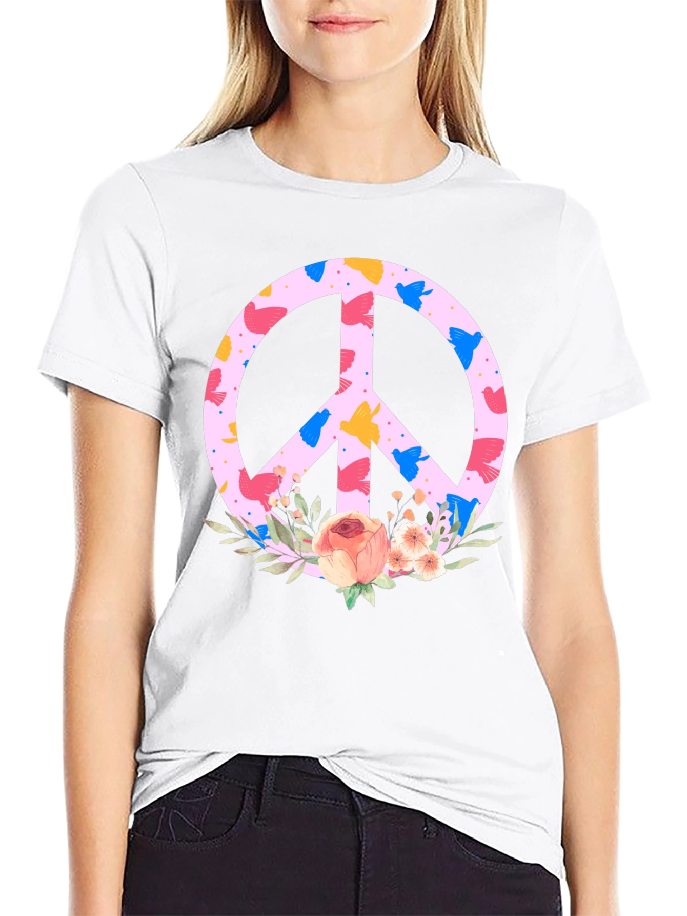 Floral Peace Sign T-Shirt - Trendy Graphic Tee