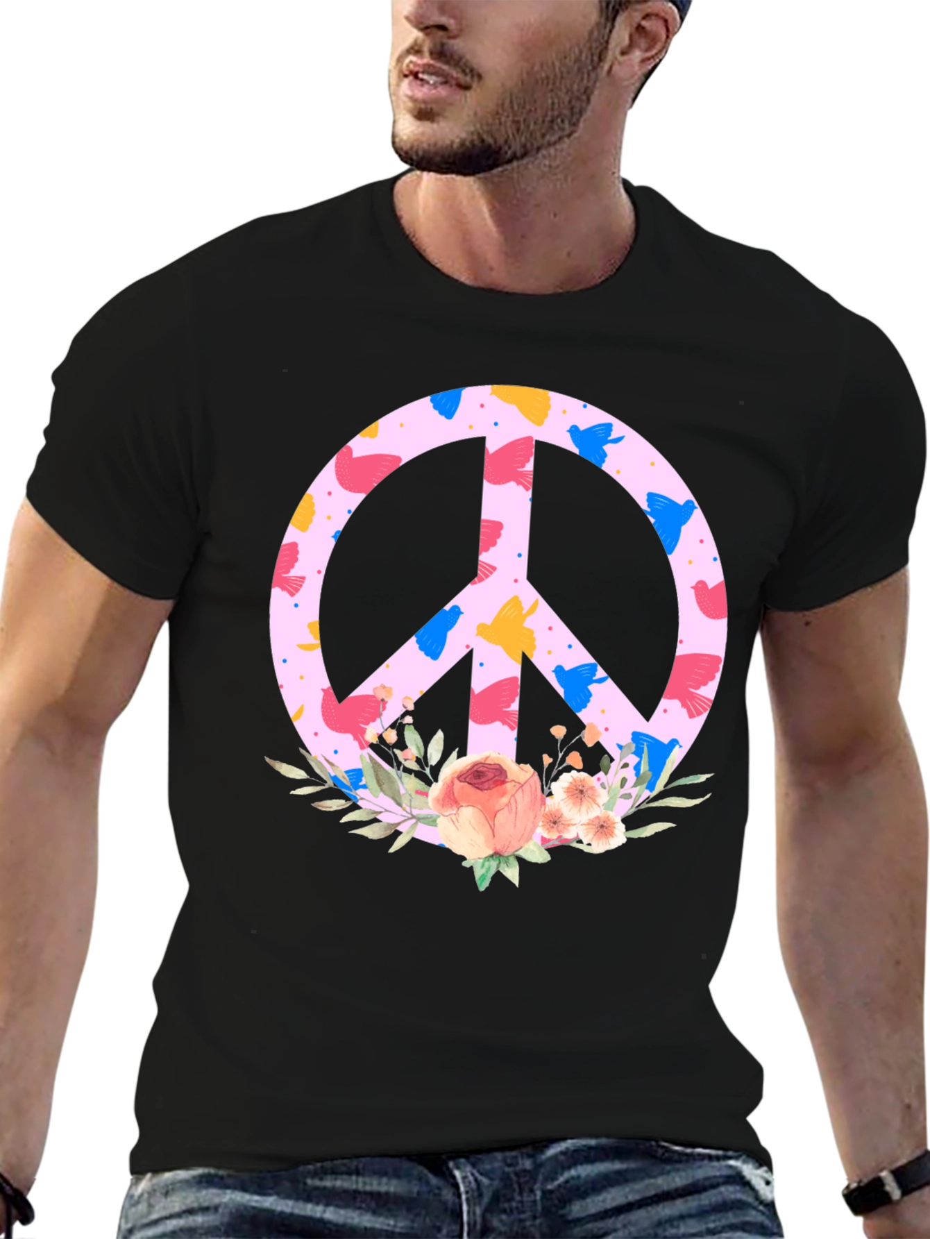 Floral Peace Sign T-Shirt - Trendy Graphic Tee