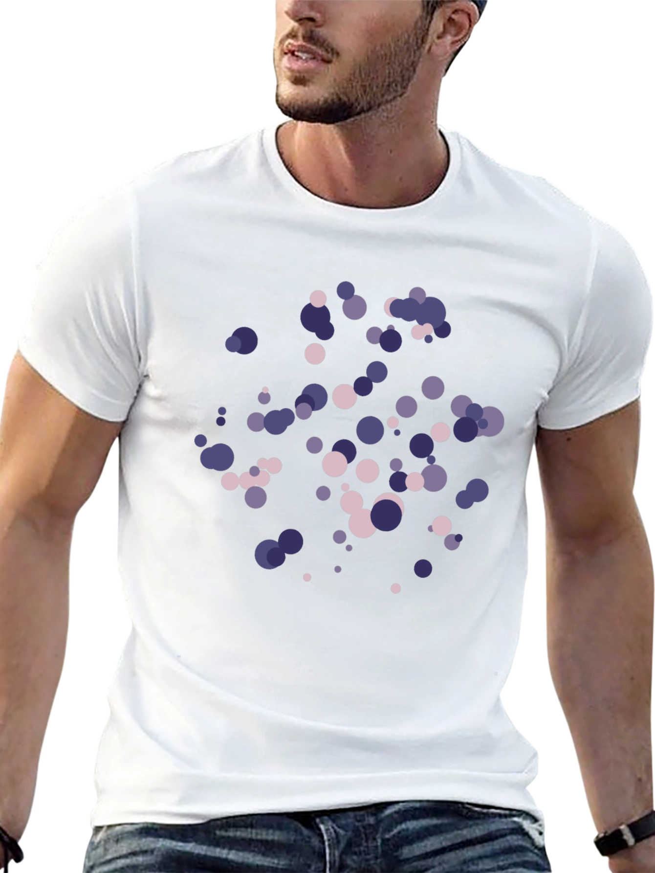 Stylish Circle Pattern Black T-Shirt