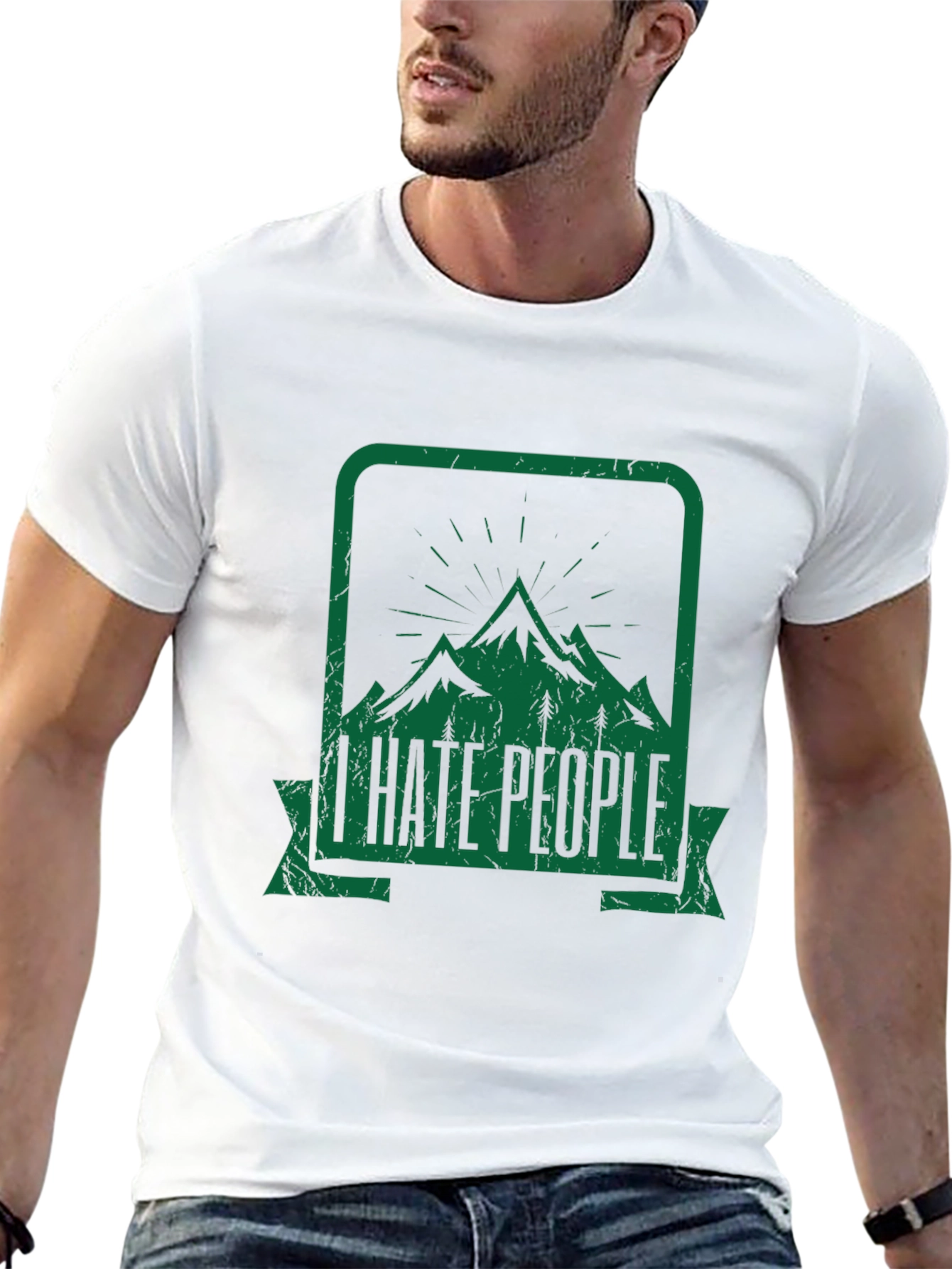 I Hate People Mountain Graphic Black Tee