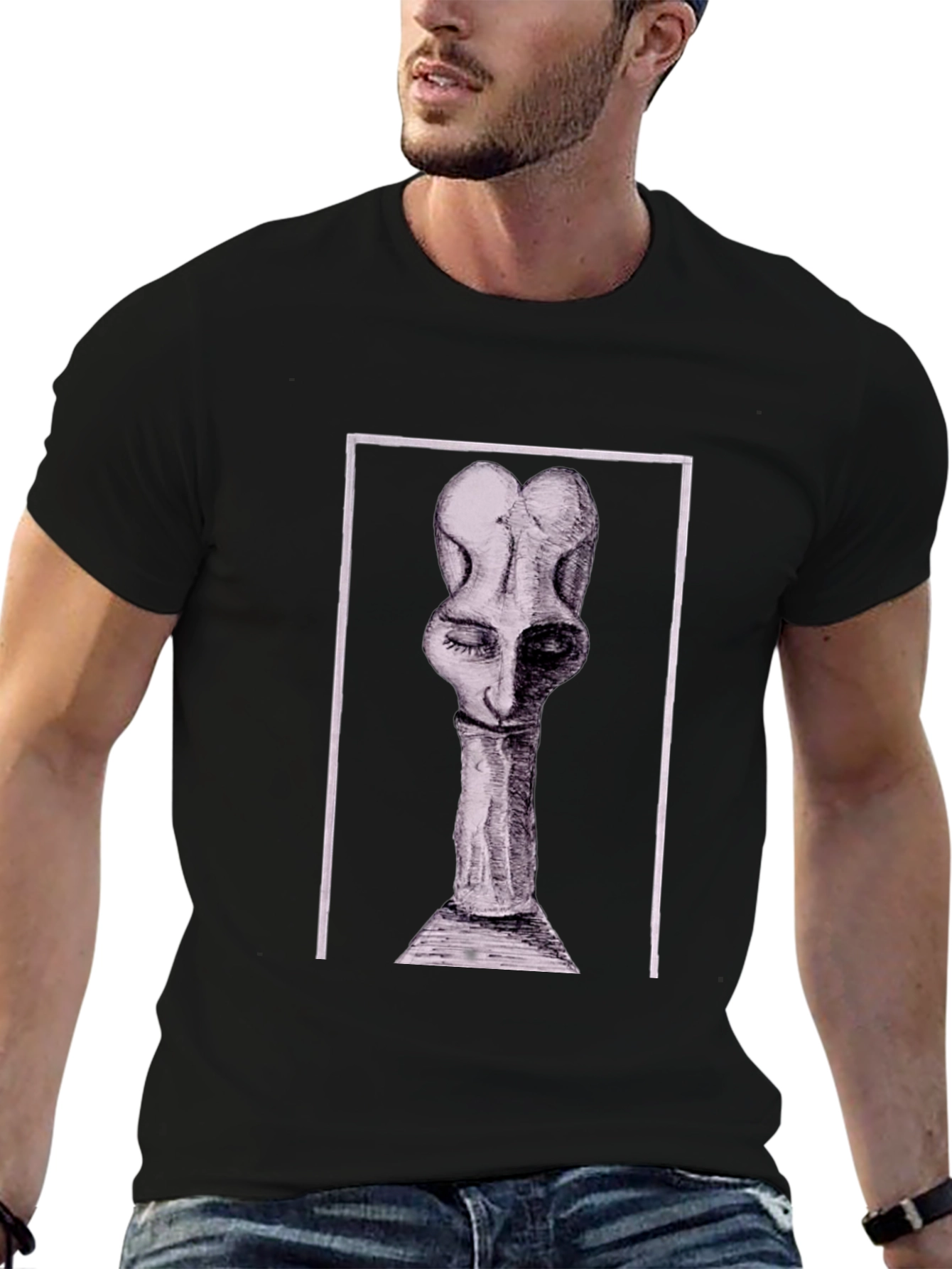Abstract Art Graphic Tee - Black