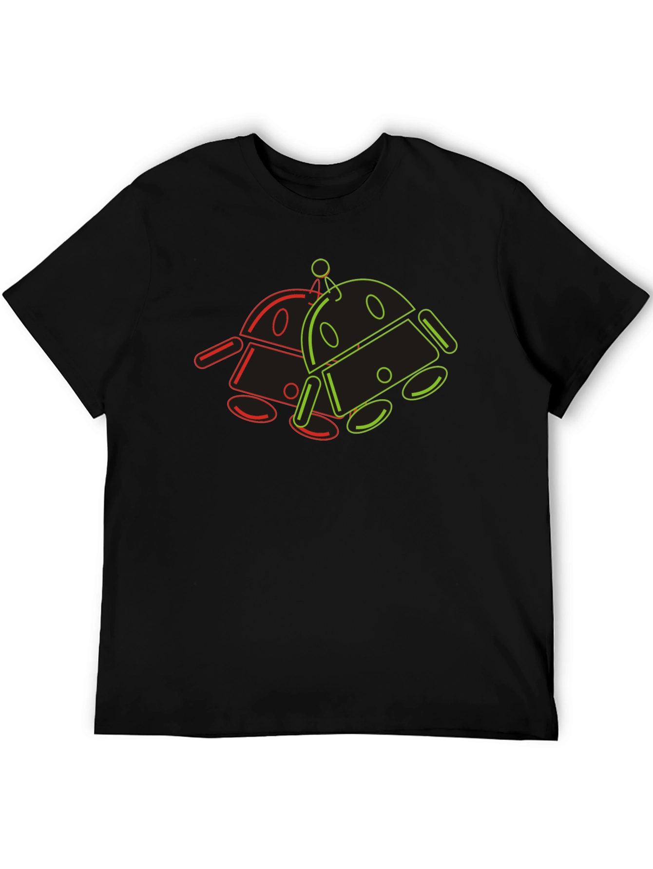 Retro Robot Outline Graphic T-Shirt - Black