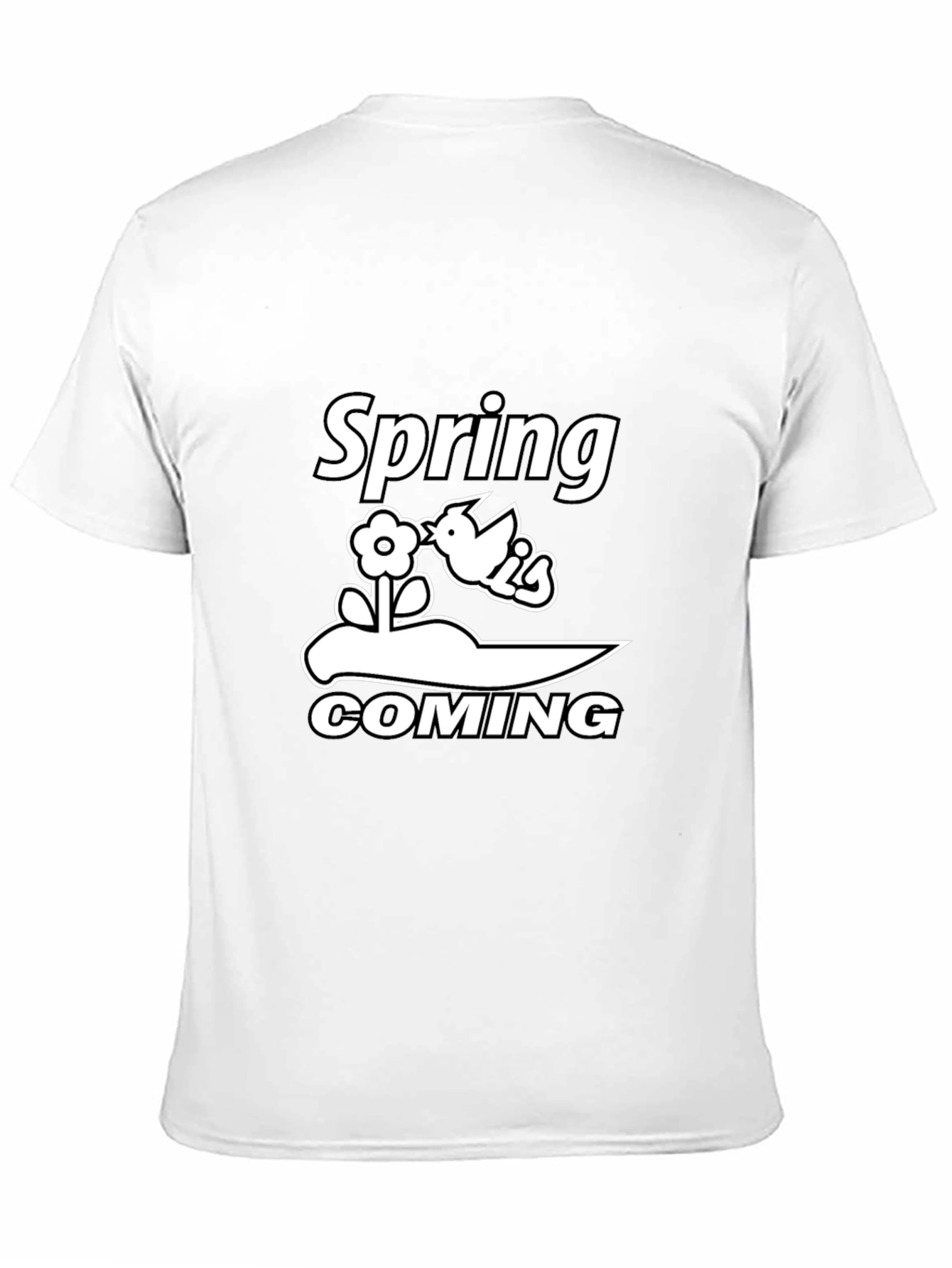 Spring Coming Graphic Tee - Black Cotton T-Shirt