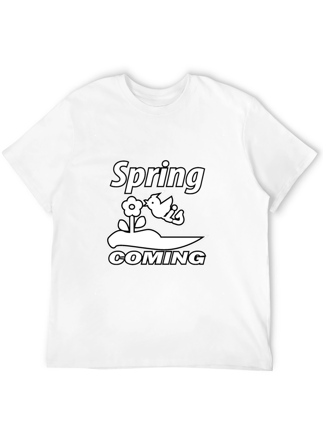 Spring Coming Graphic Tee - Black Cotton T-Shirt