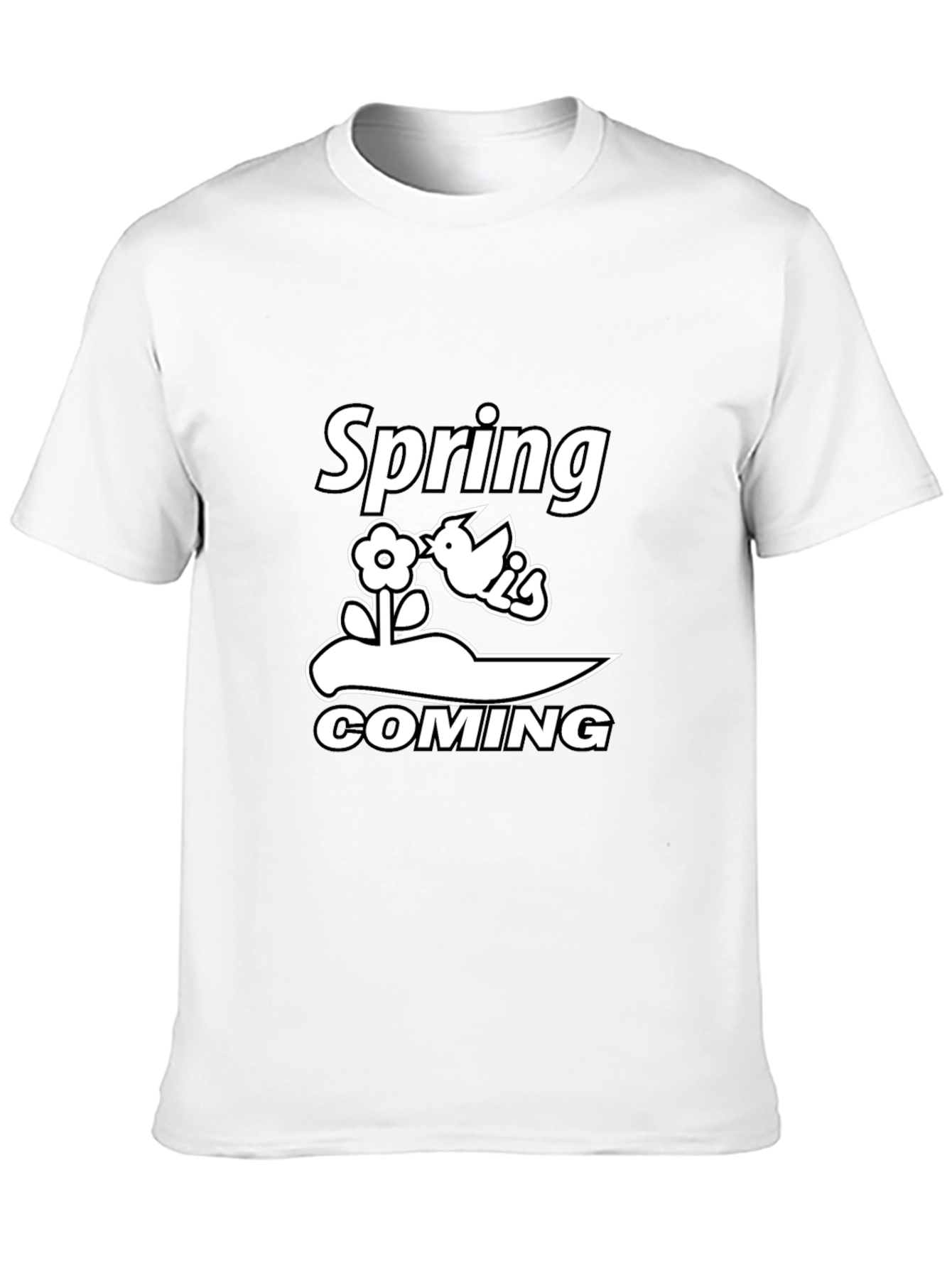 Spring Coming Graphic Tee - Black Cotton T-Shirt