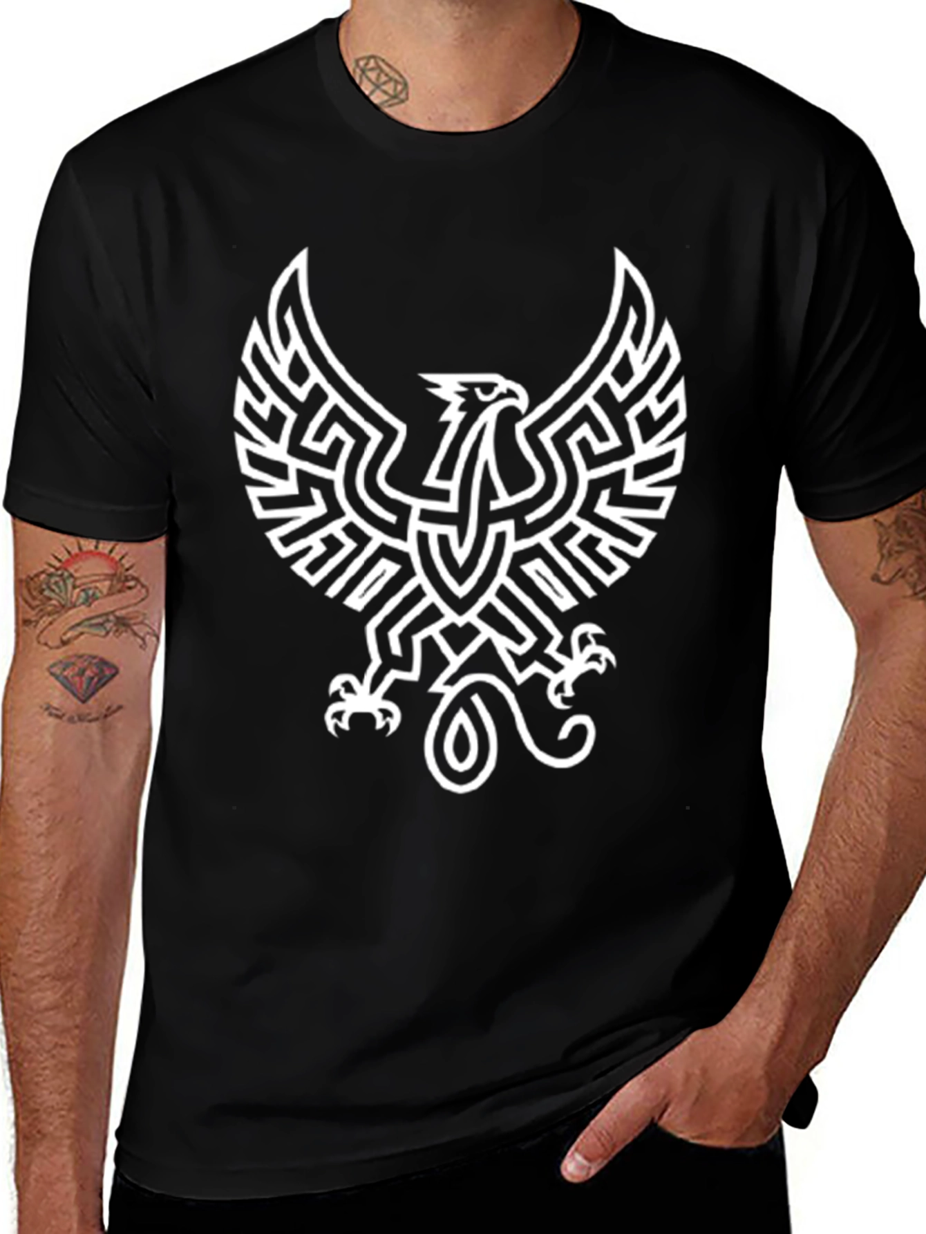 Black T-Shirt with Phoenix Graphic Design