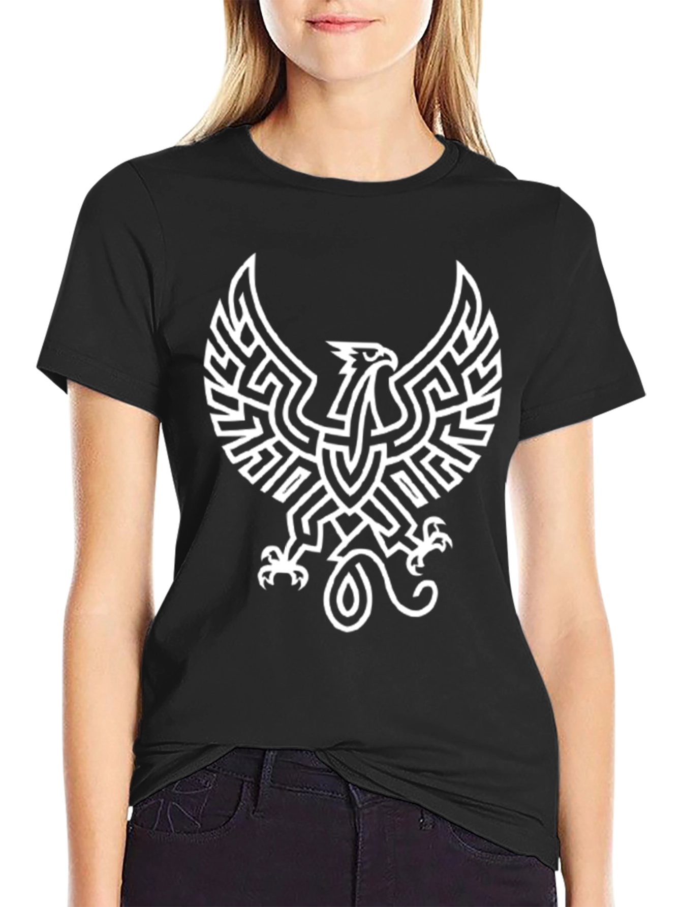 Black T-Shirt with Phoenix Graphic Design