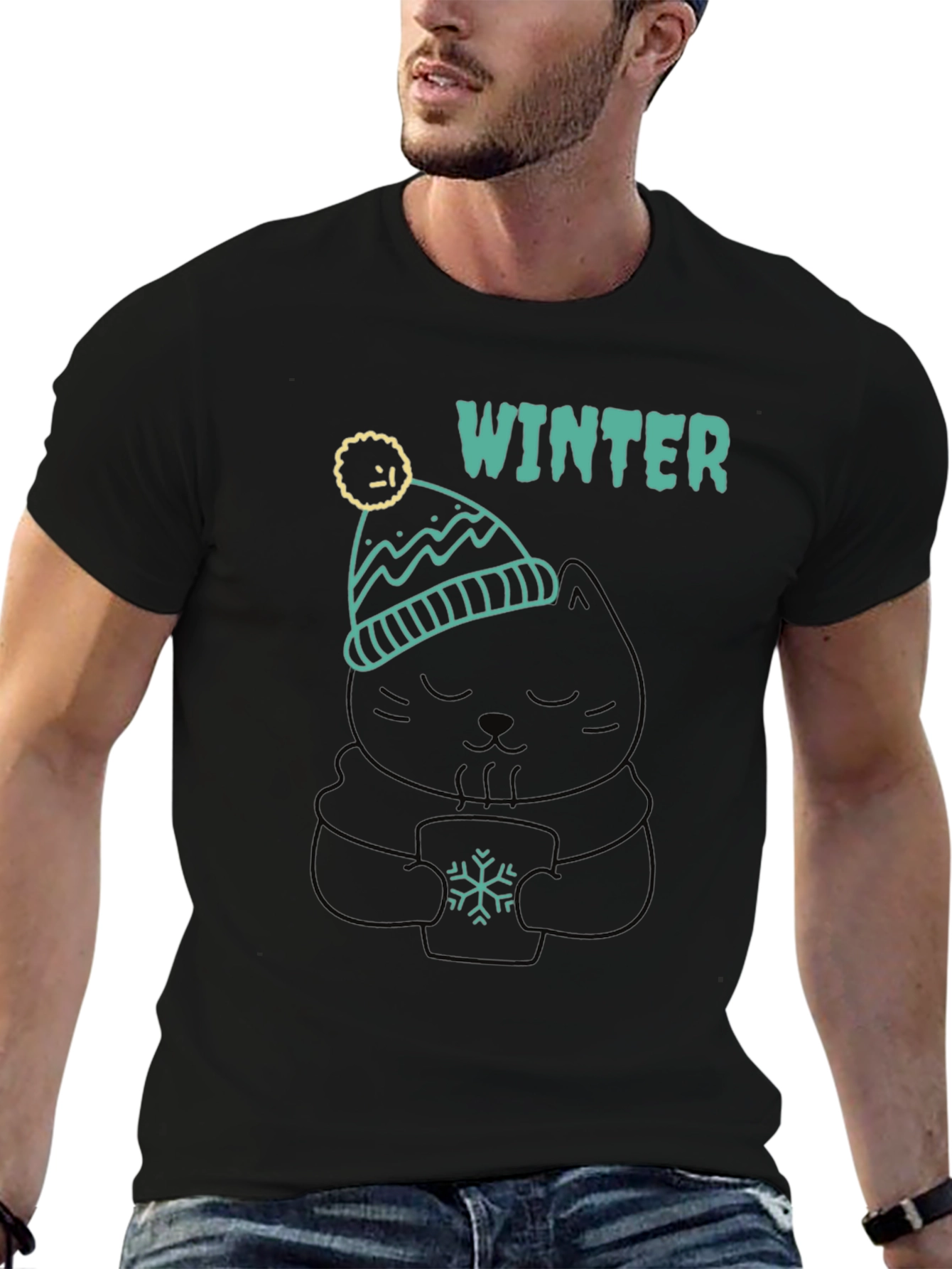 Winter Cat T-Shirt - Cozy & Cute