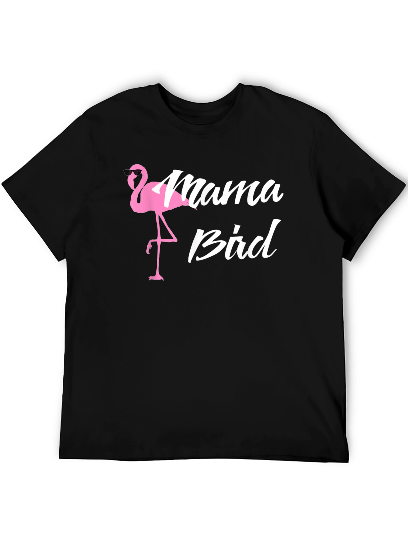 Mama Bird Flamingo Graphic T-Shirt - Black