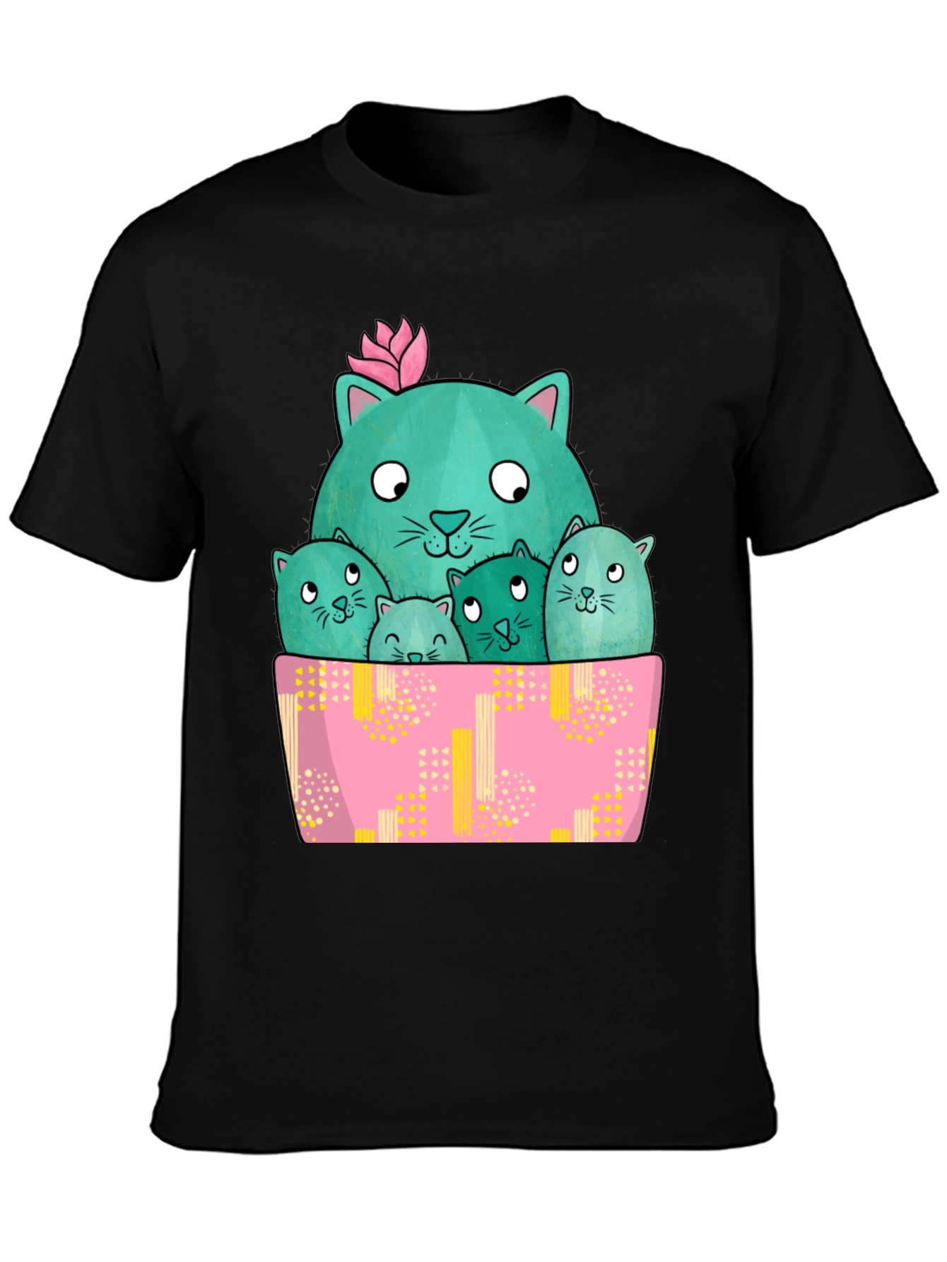 Cute Cactus Cats Graphic T-Shirt
