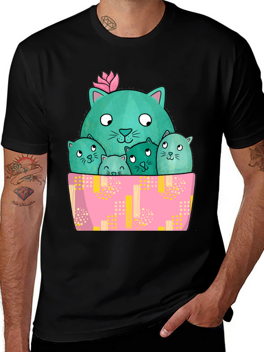 Cute Cactus Cats Graphic T-Shirt