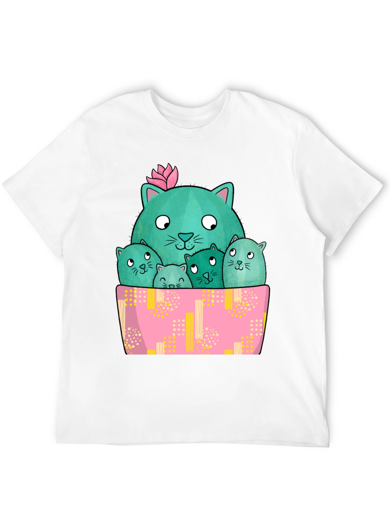 Cute Cactus Cats Graphic T-Shirt
