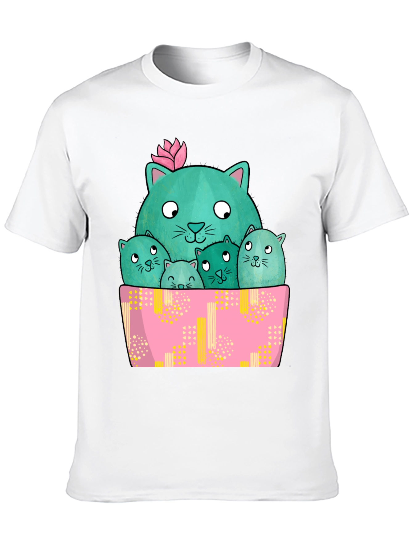 Cute Cactus Cats Graphic T-Shirt