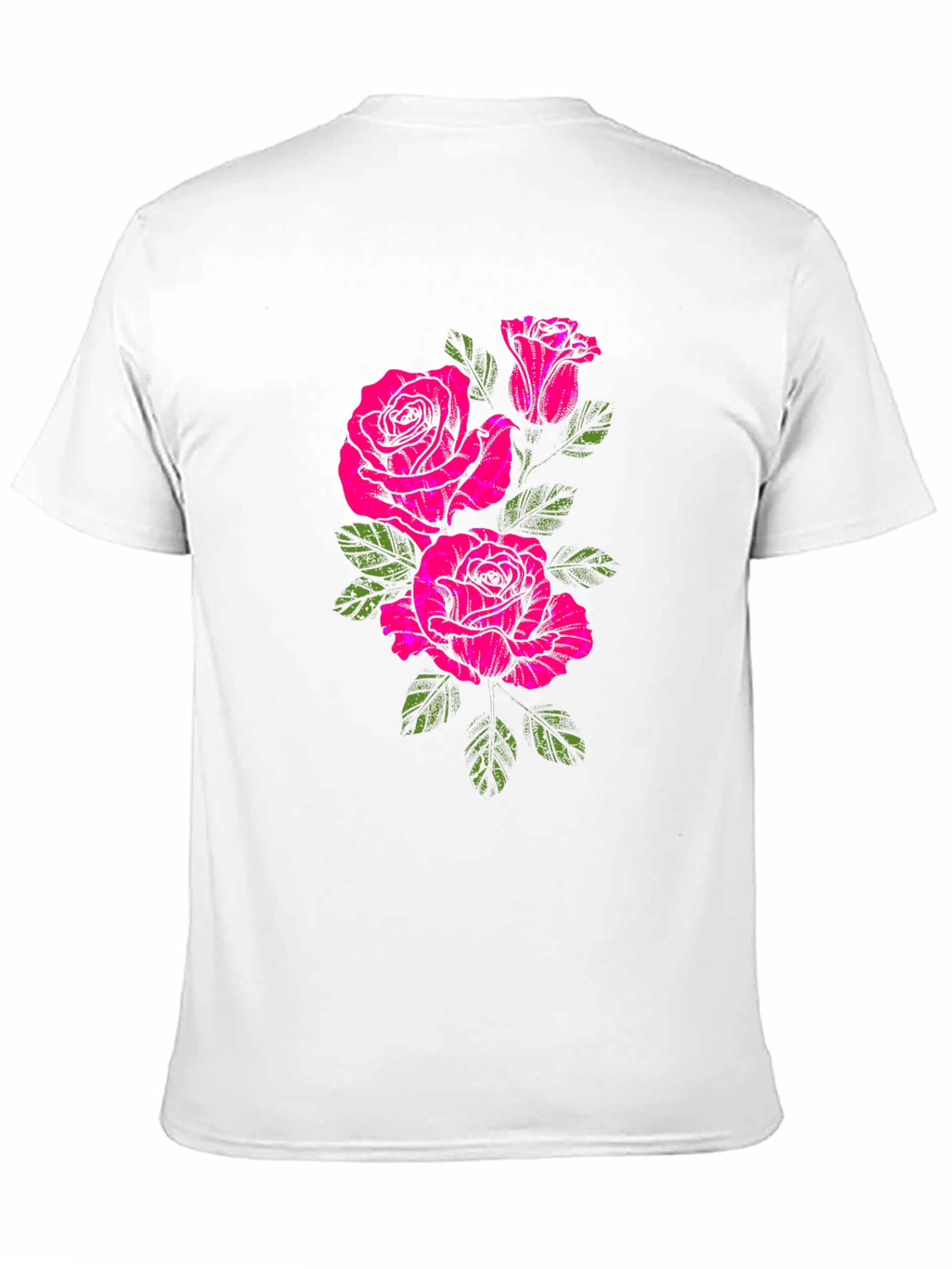 Black T-Shirt with Floral Rose Print