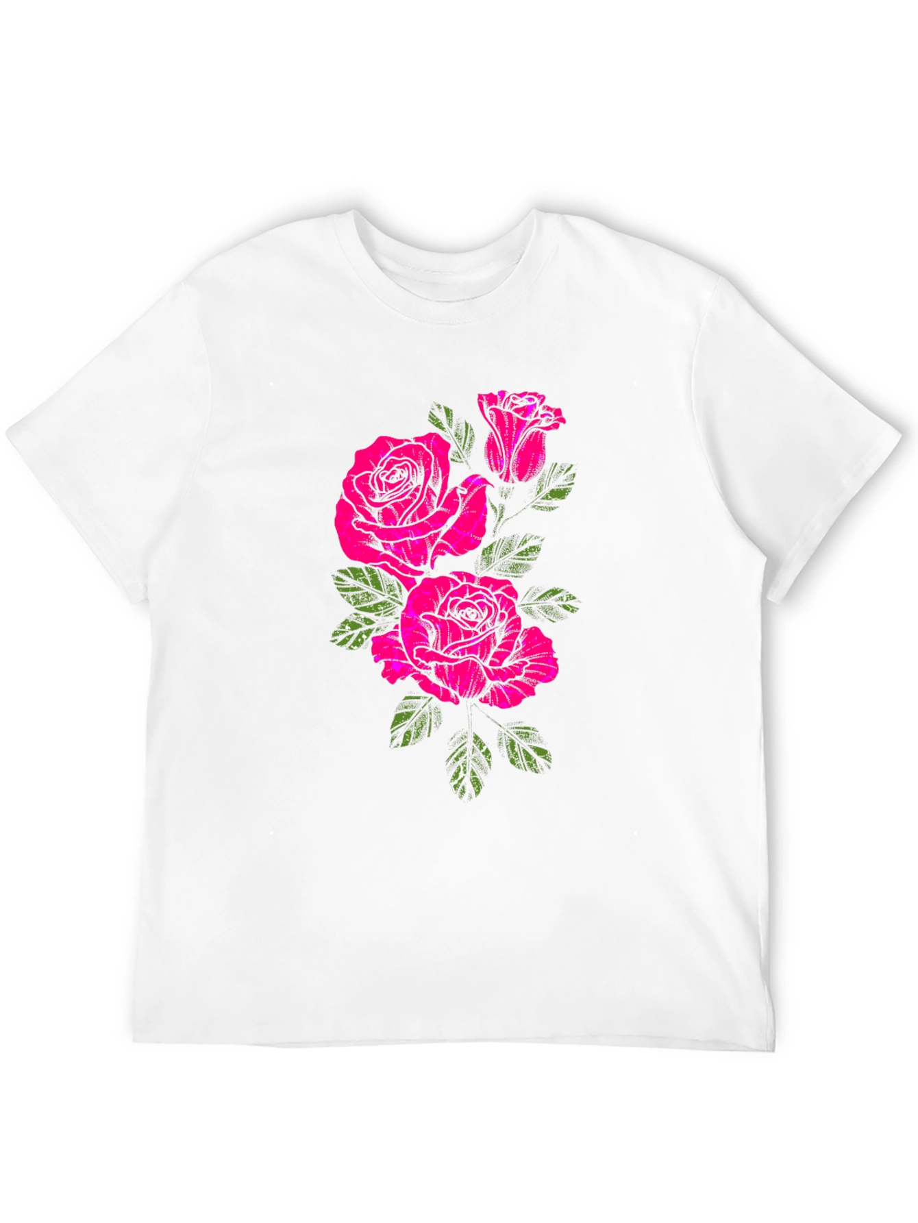 Black T-Shirt with Floral Rose Print