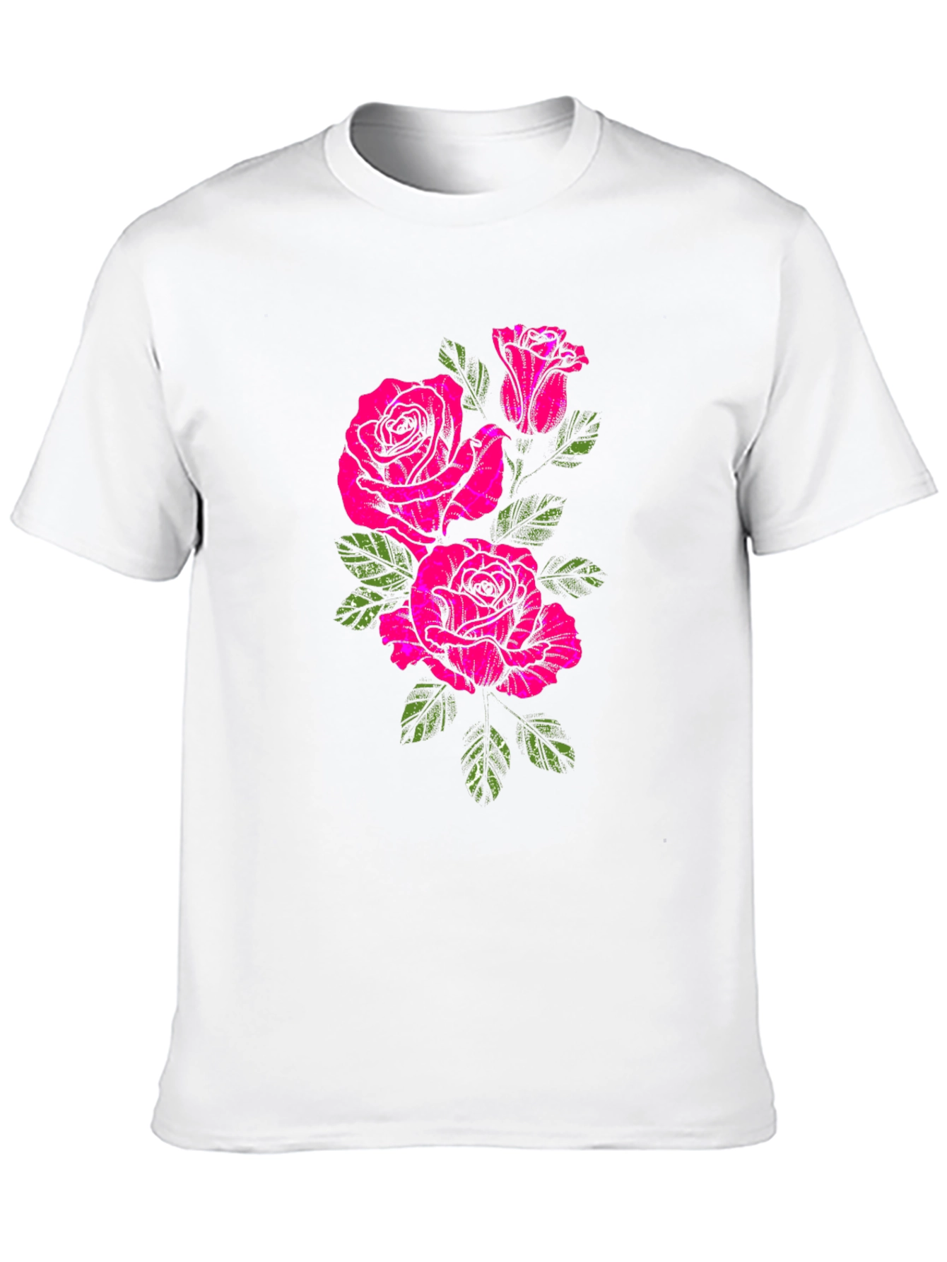 Black T-Shirt with Floral Rose Print