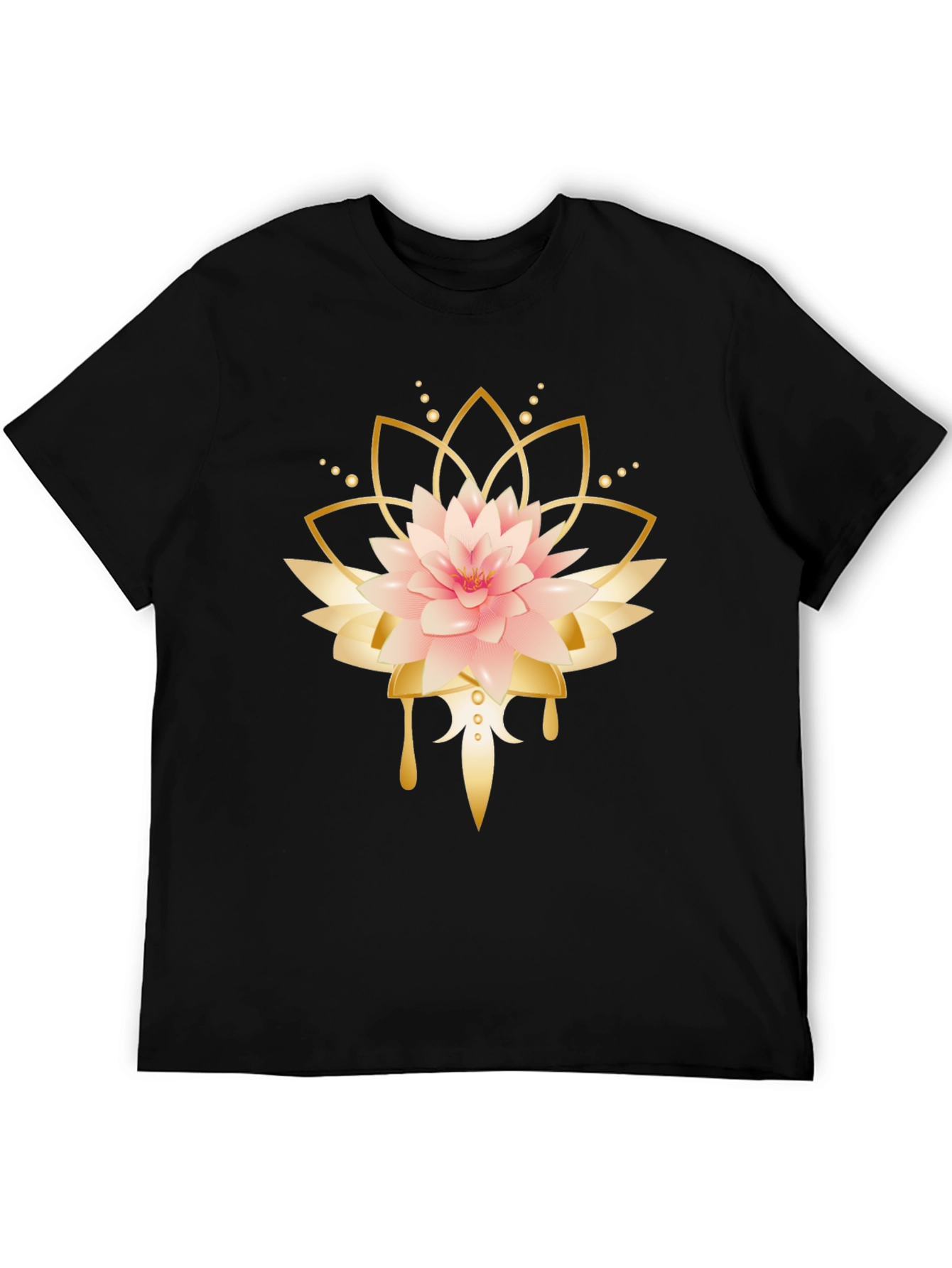 Lotus Flower Graphic Black T-Shirt