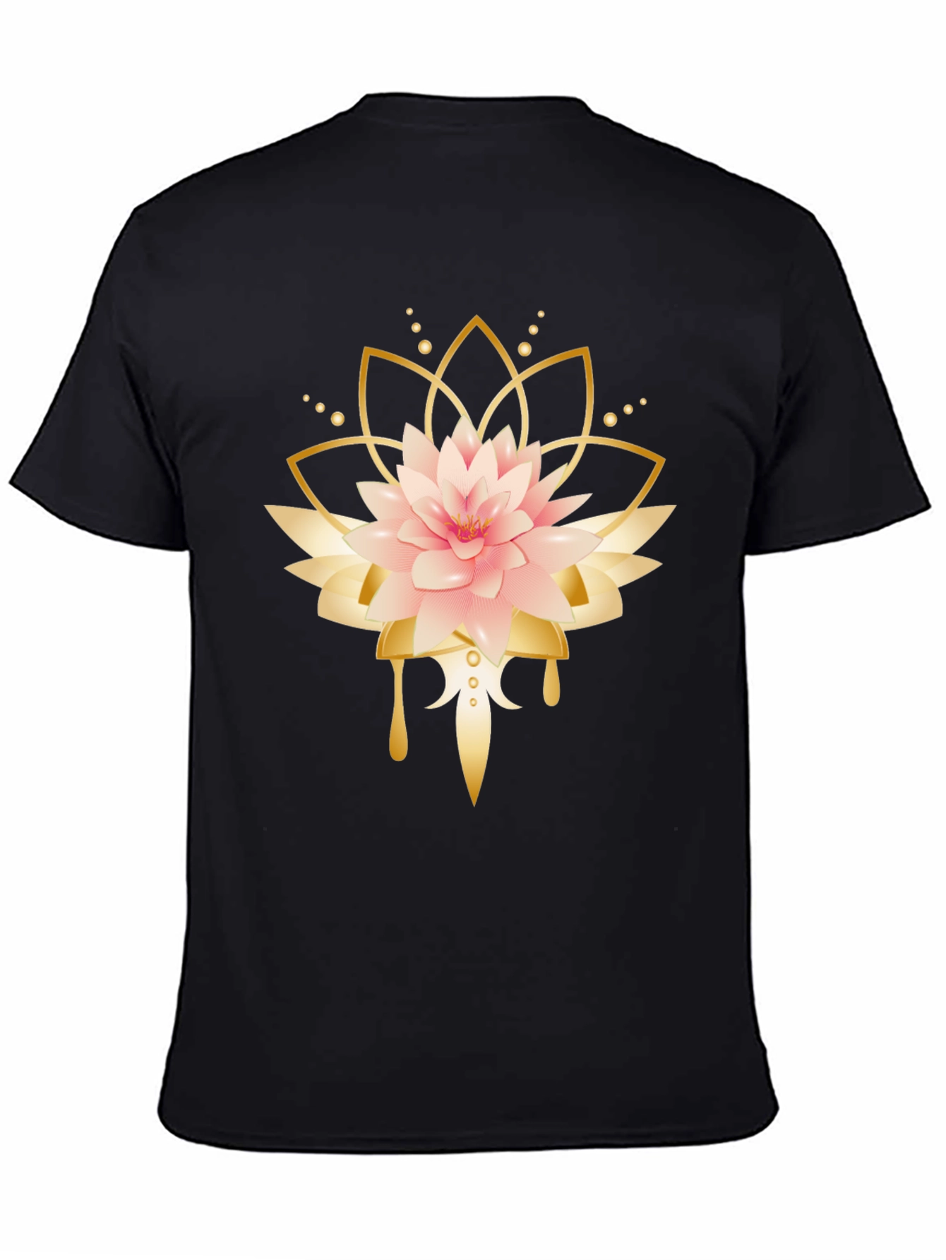 Lotus Flower Graphic Black T-Shirt