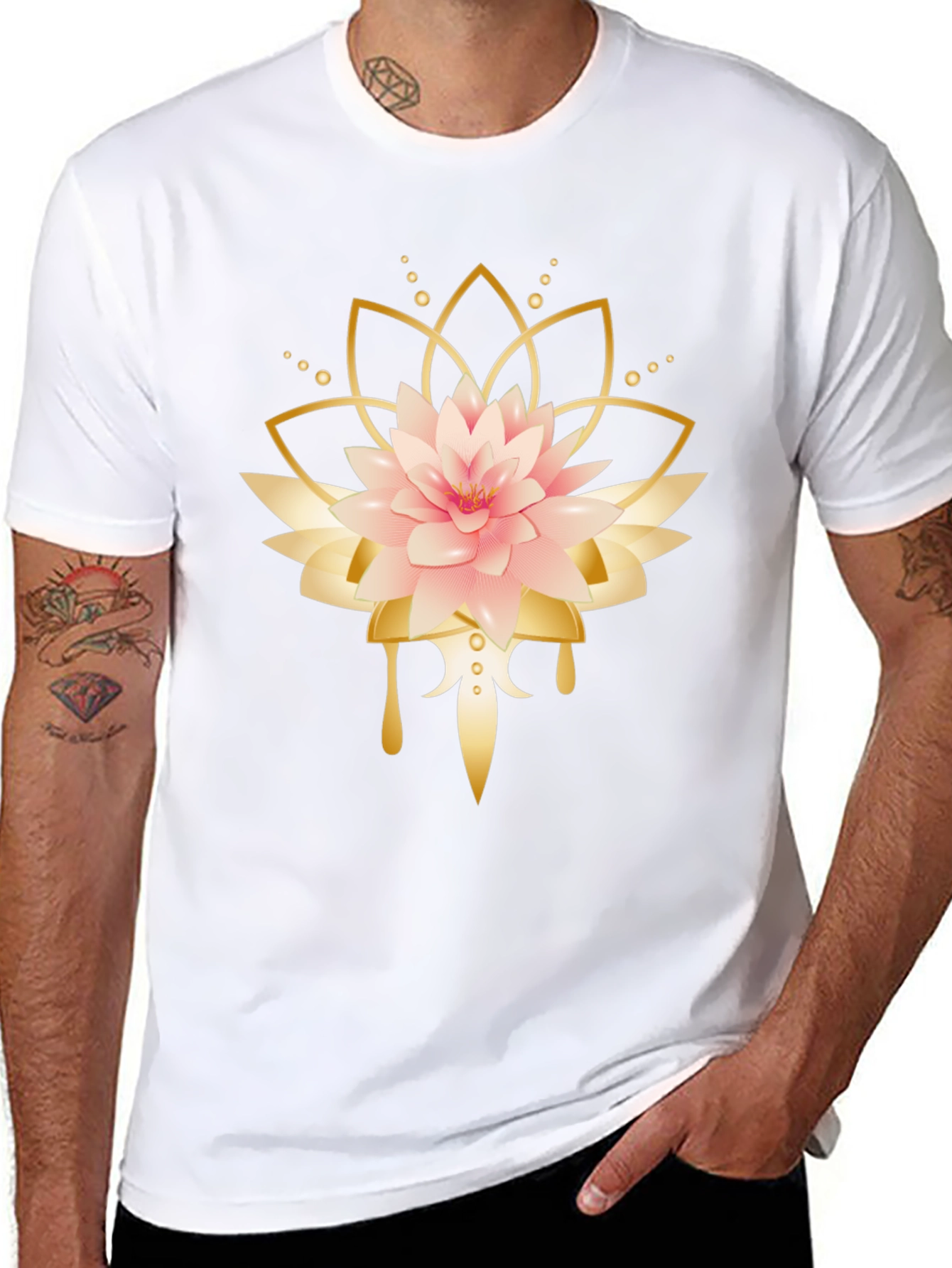 Lotus Flower Graphic Black T-Shirt