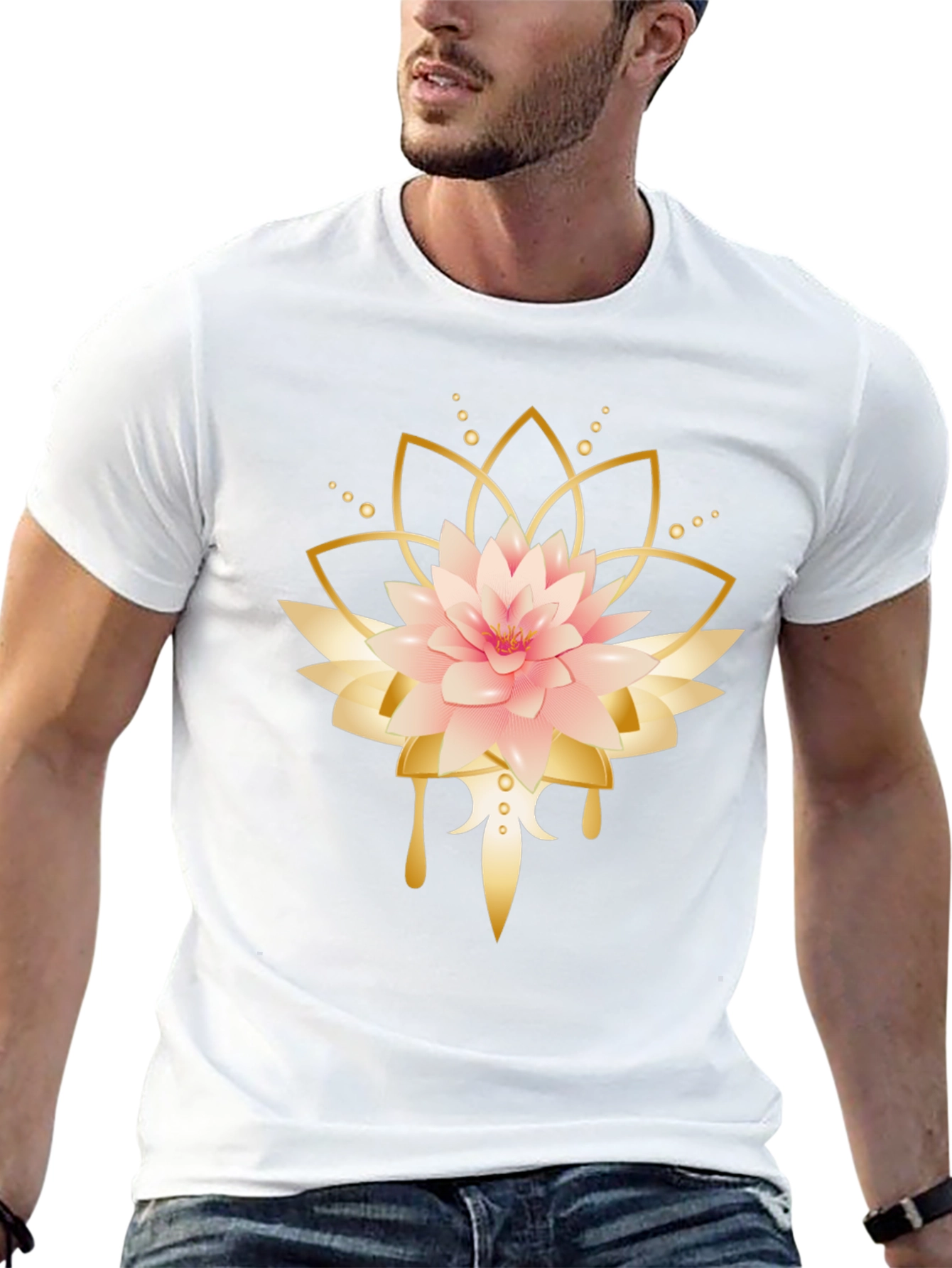 Lotus Flower Graphic Black T-Shirt