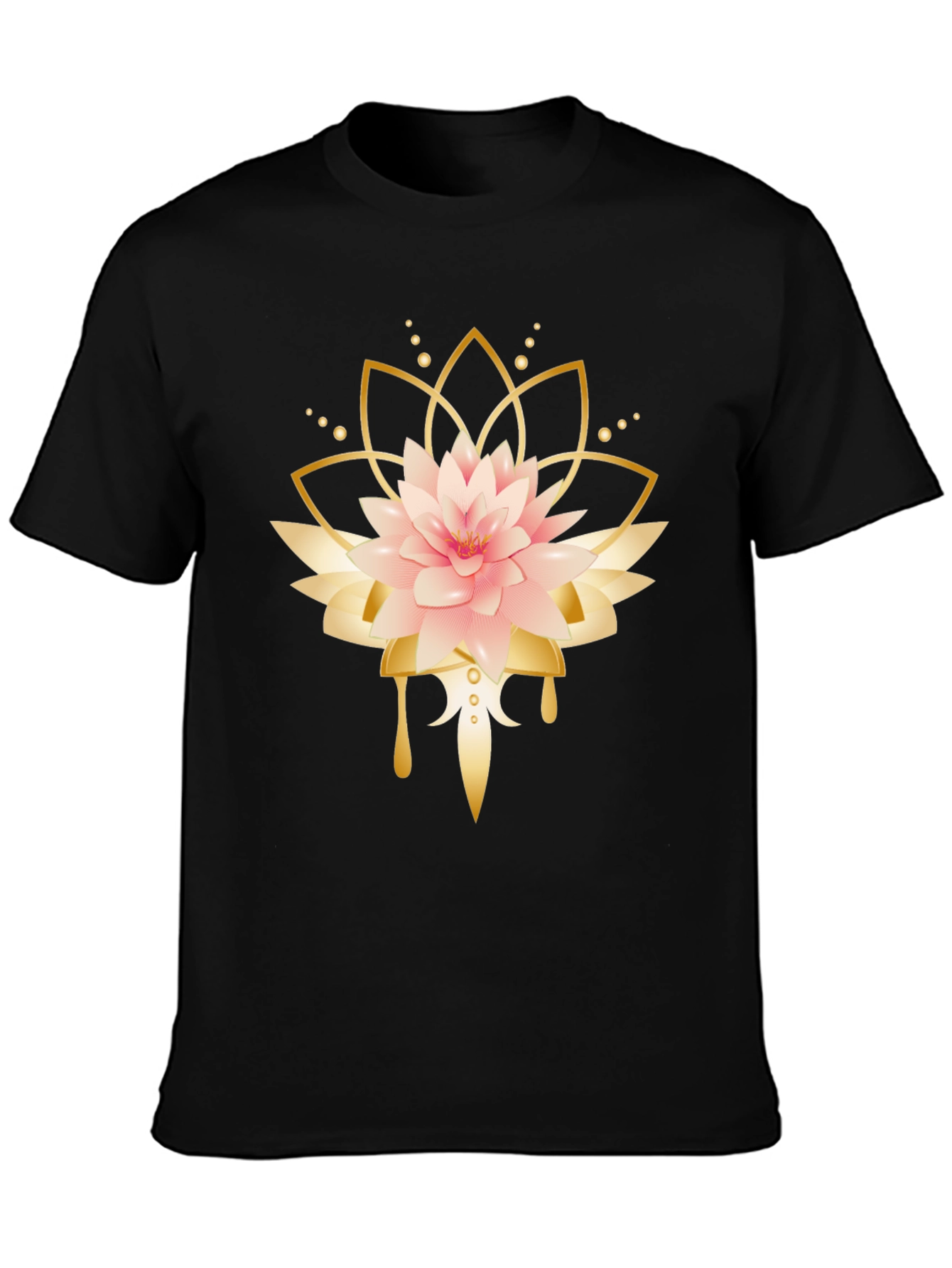 Lotus Flower Graphic Black T-Shirt