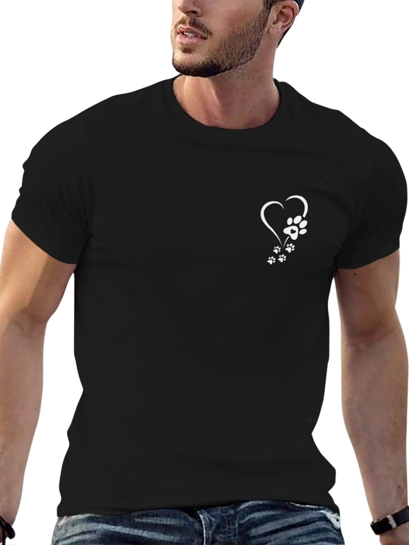 Paw Print Heart Tee - Black