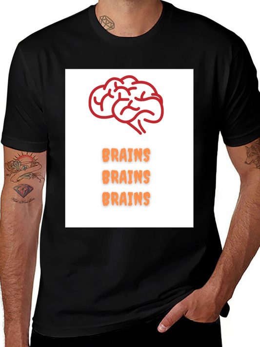 Brains T-Shirt - Black Crew Neck Tee
