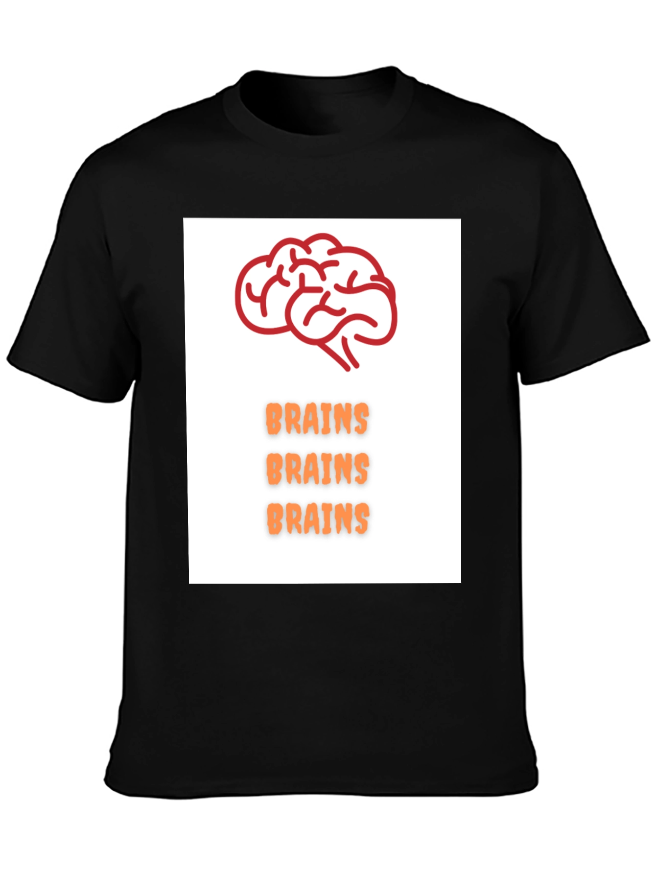 Brains T-Shirt - Black Crew Neck Tee