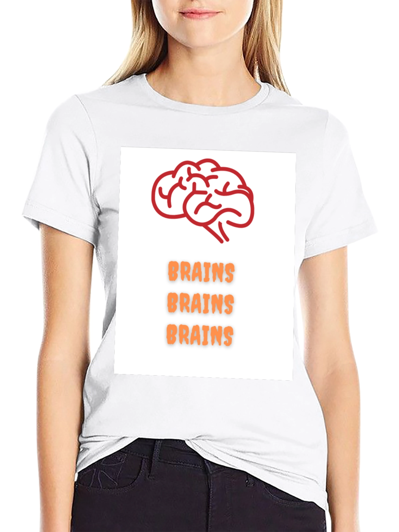 Brains T-Shirt - Black Crew Neck Tee