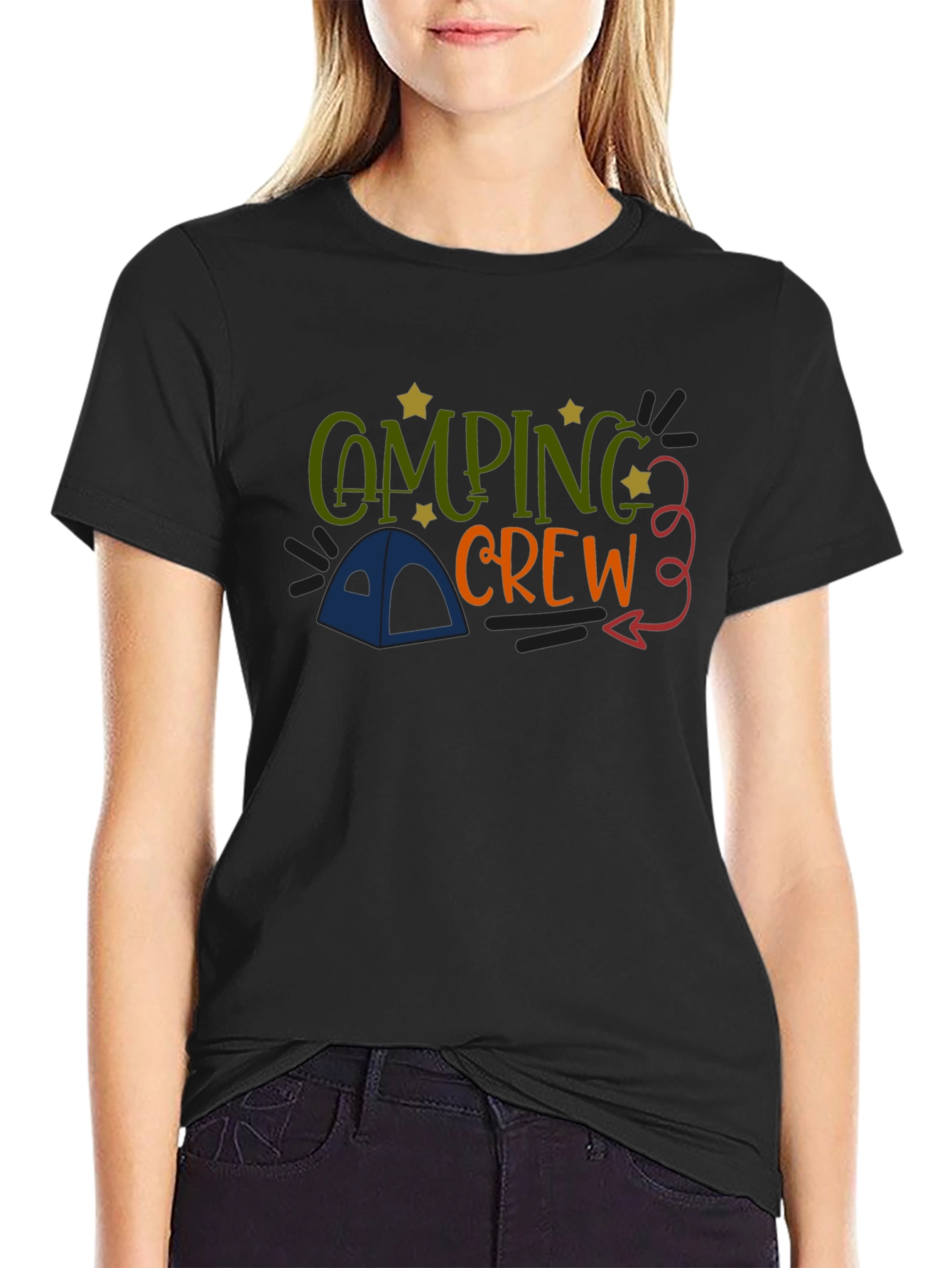 Camping Crew Black Graphic T-Shirt