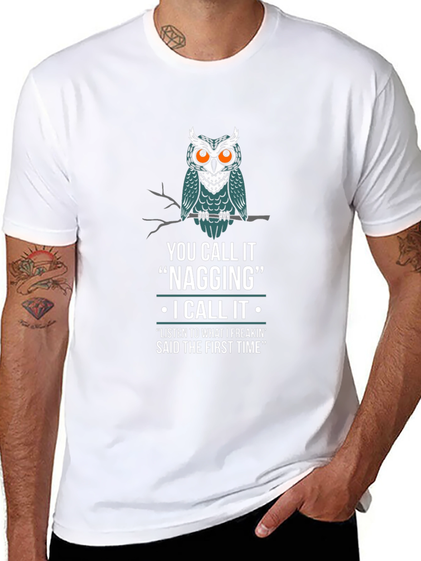 Funny Owl Nagging Mens T-Shirt