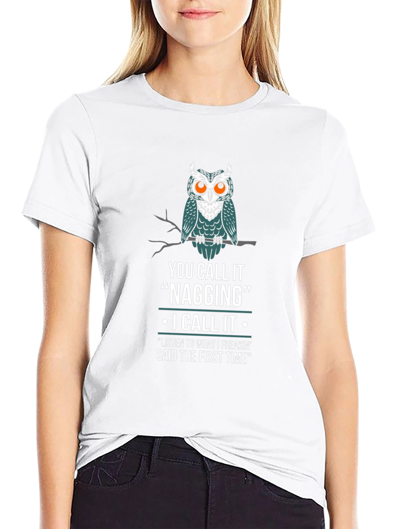 Funny Owl Nagging Mens T-Shirt