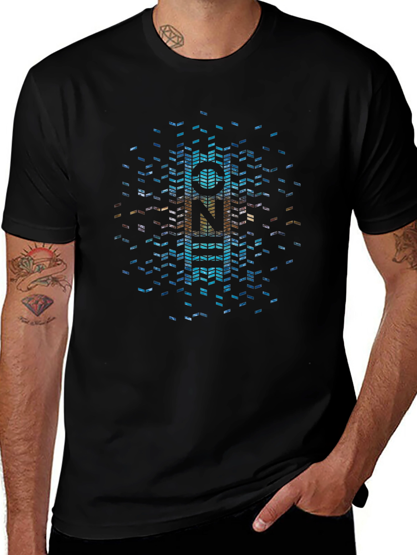 Geometric Pixel Art T-Shirt - Unique Graphic Tee