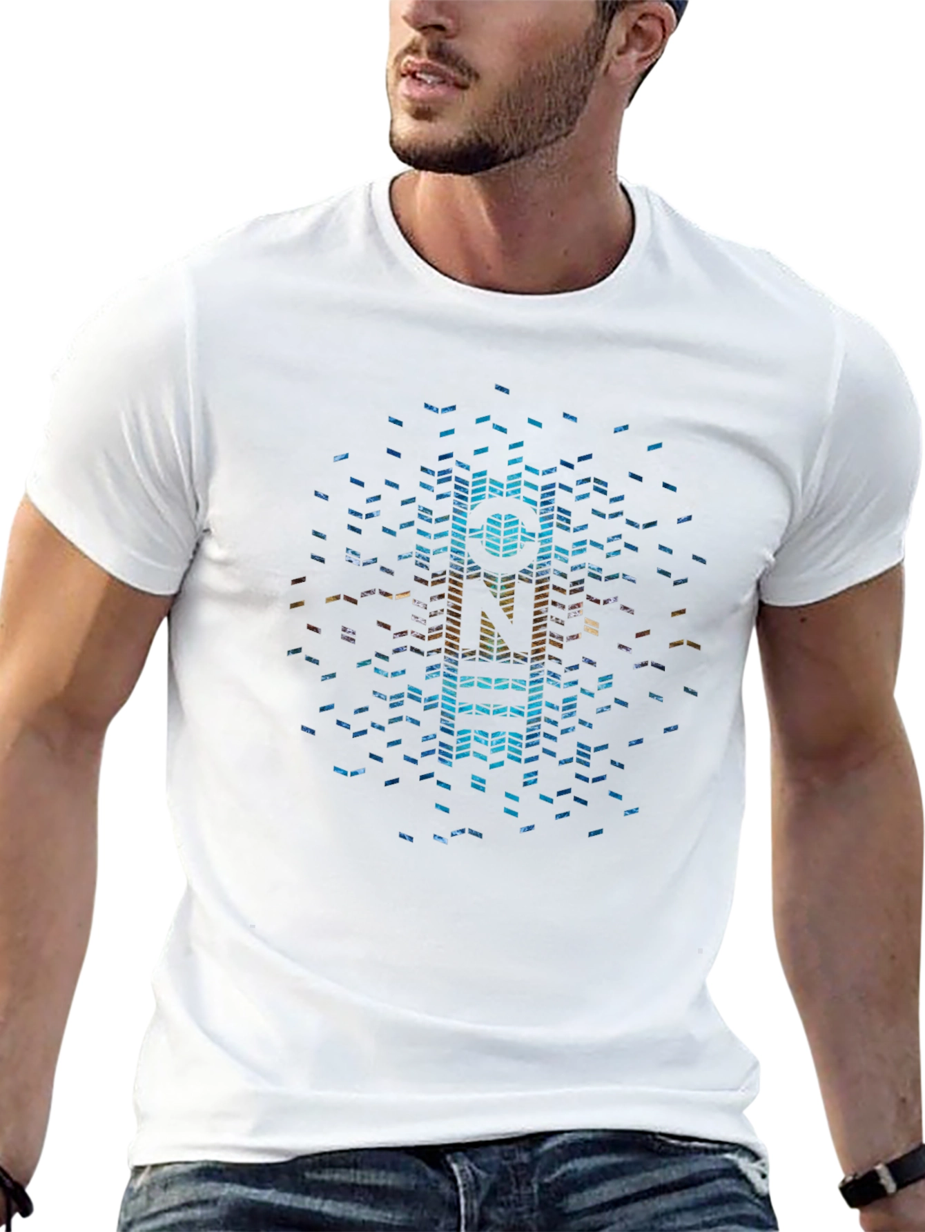Geometric Pixel Art T-Shirt - Unique Graphic Tee