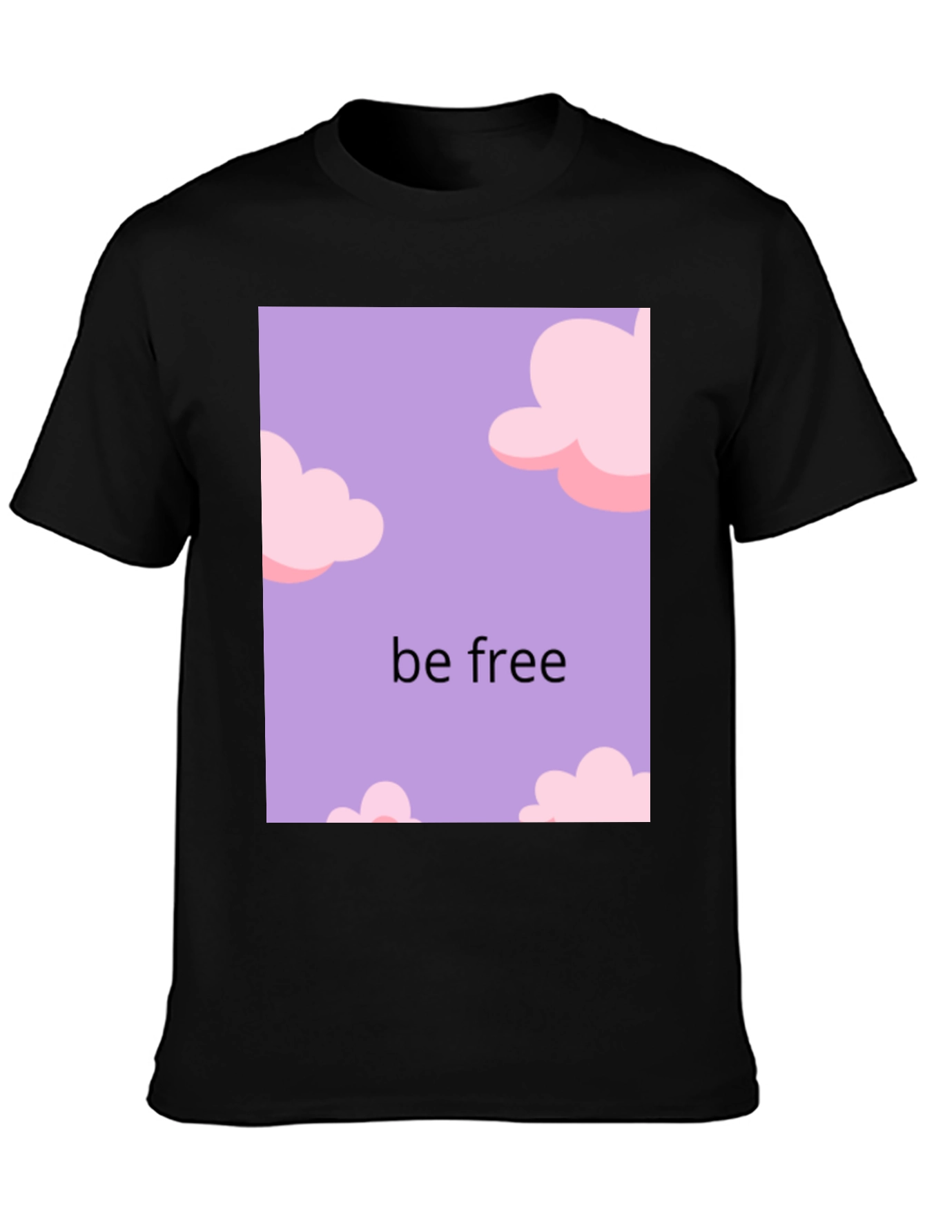 Be Free Cloud Design Black T-Shirt