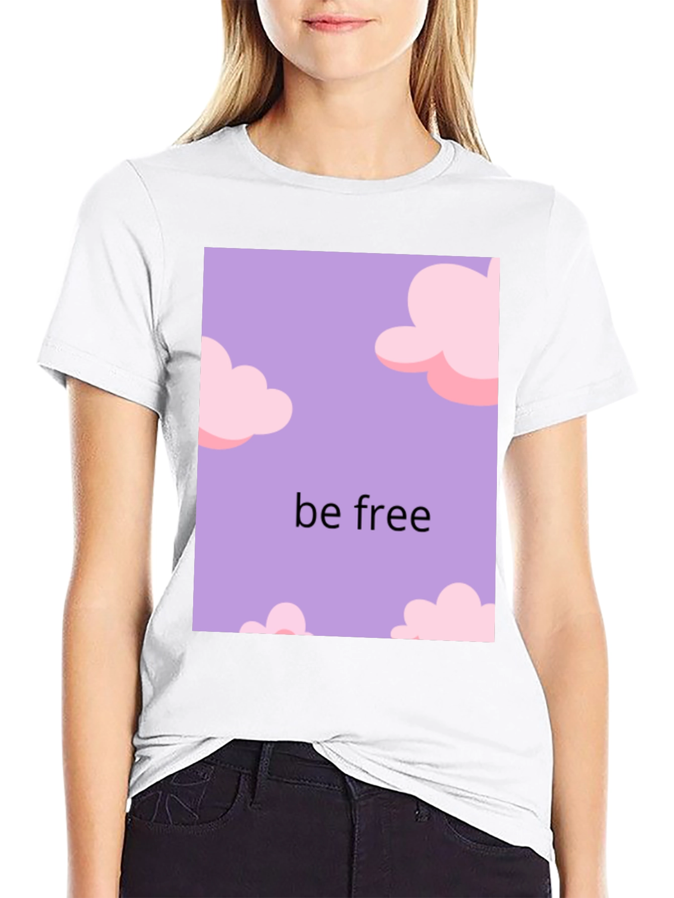 Be Free Cloud Design Black T-Shirt