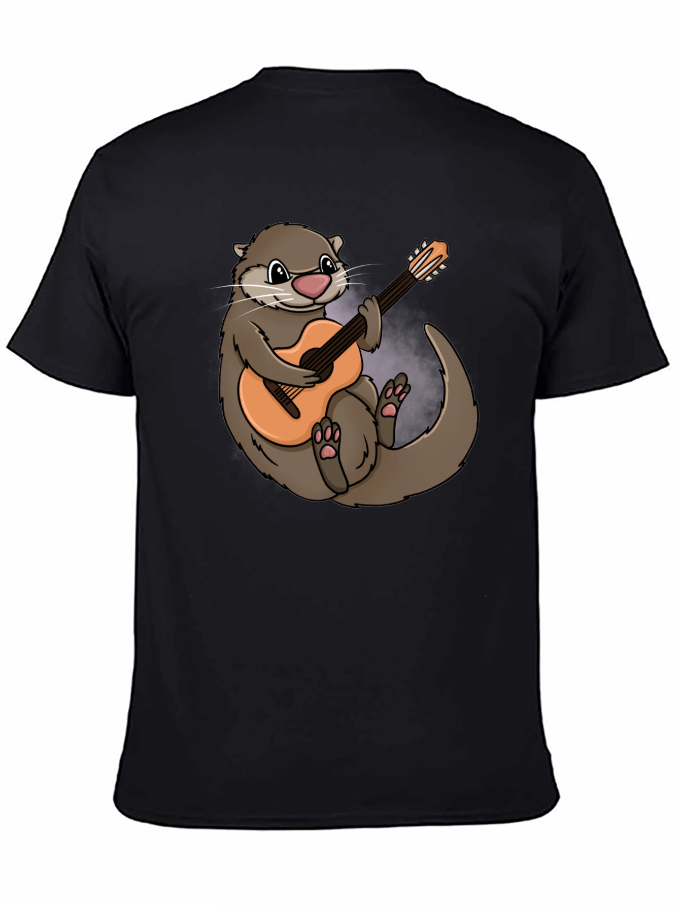 Otter Guitarist Graphic Tee - Black Cotton T-Shirt