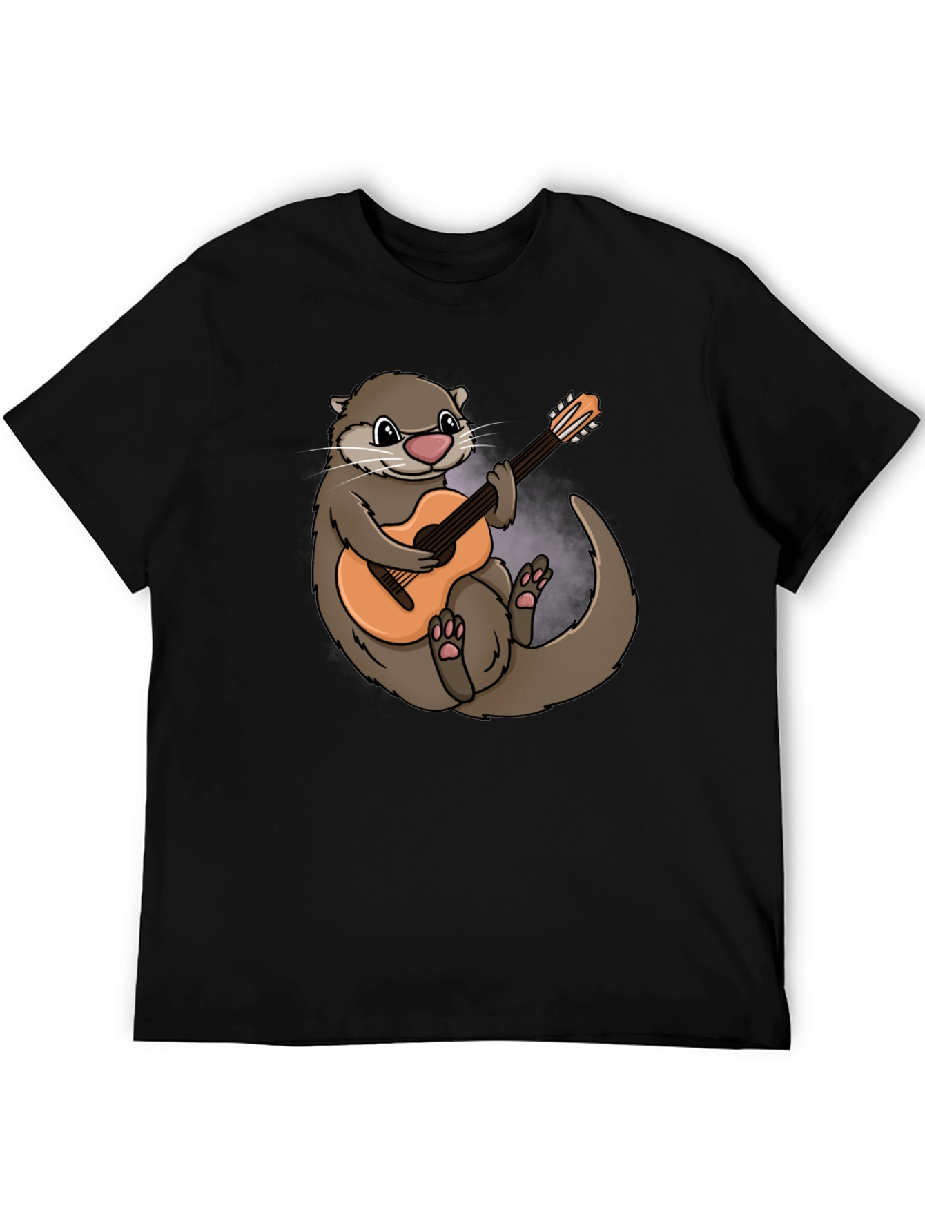 Otter Guitarist Graphic Tee - Black Cotton T-Shirt