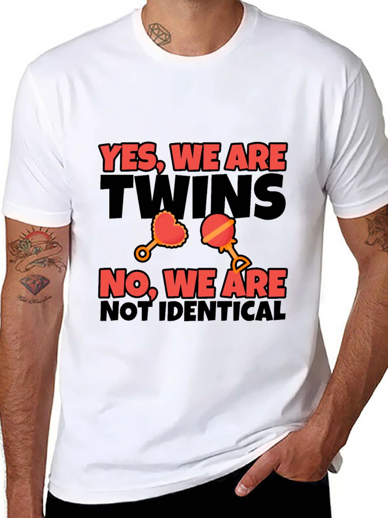 Twins Not Identical Black Cotton T-Shirt
