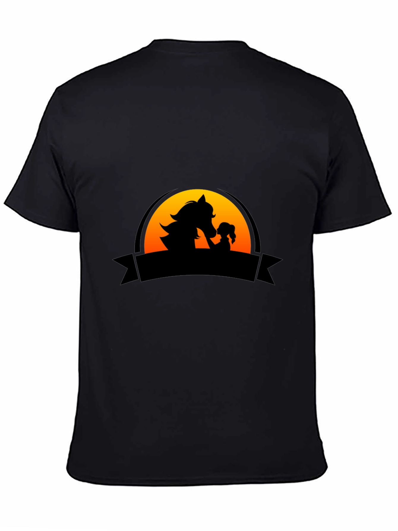 Horse & Girl Silhouette Graphic Tee - Black