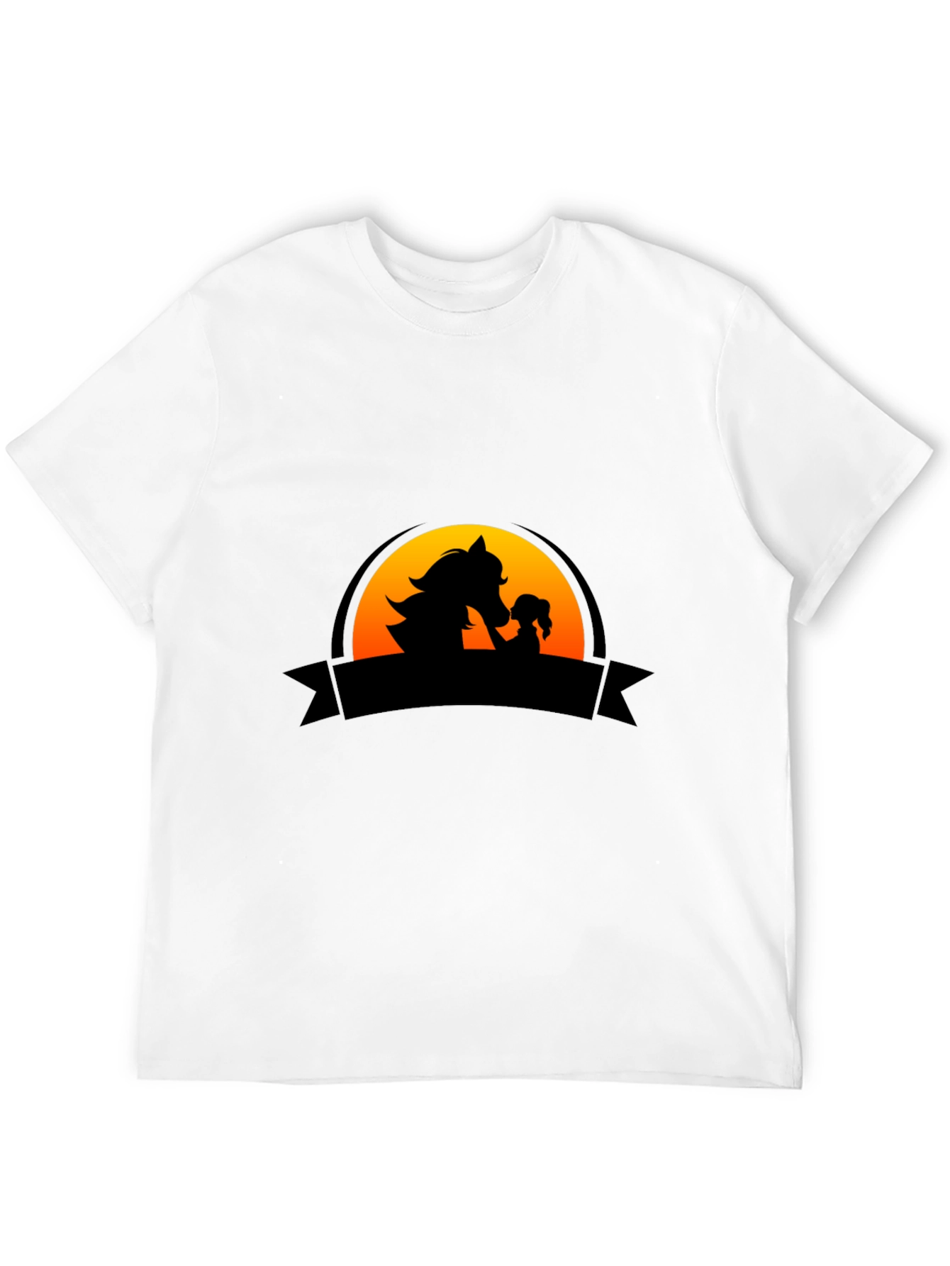 Horse & Girl Silhouette Graphic Tee - Black