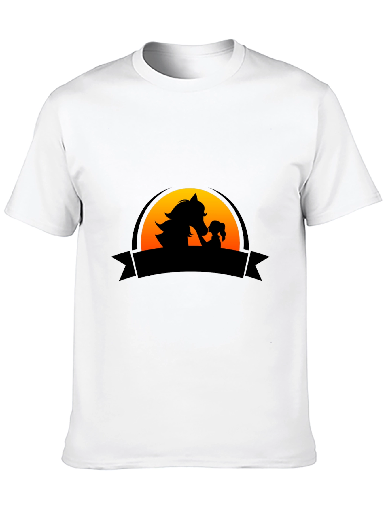 Horse & Girl Silhouette Graphic Tee - Black