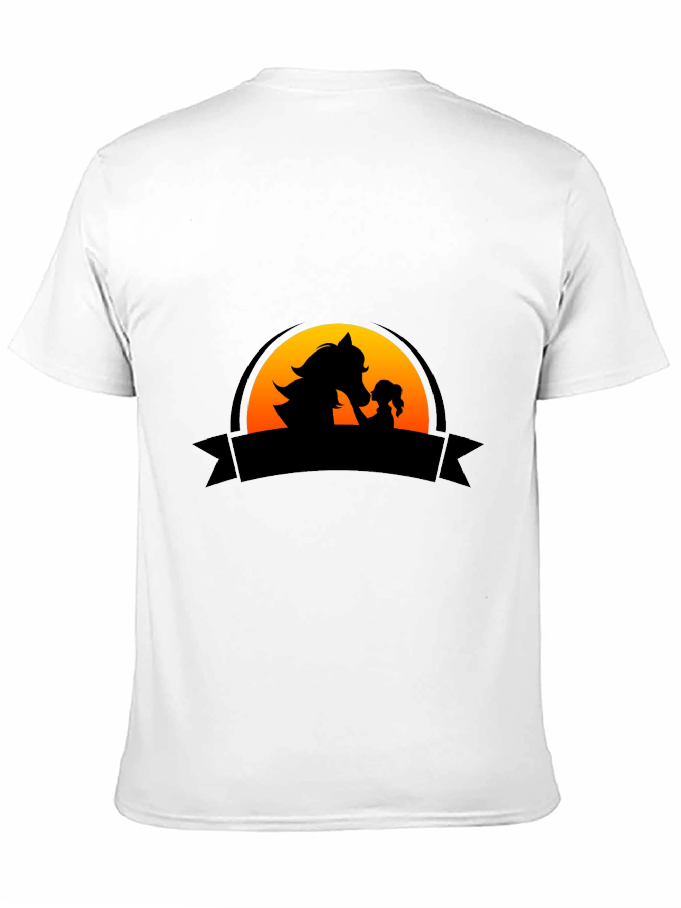 Horse & Girl Silhouette Graphic Tee - Black