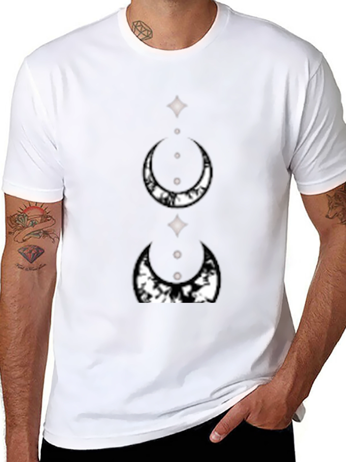 Mystic Moon Phase Graphic Tee - Black Cotton