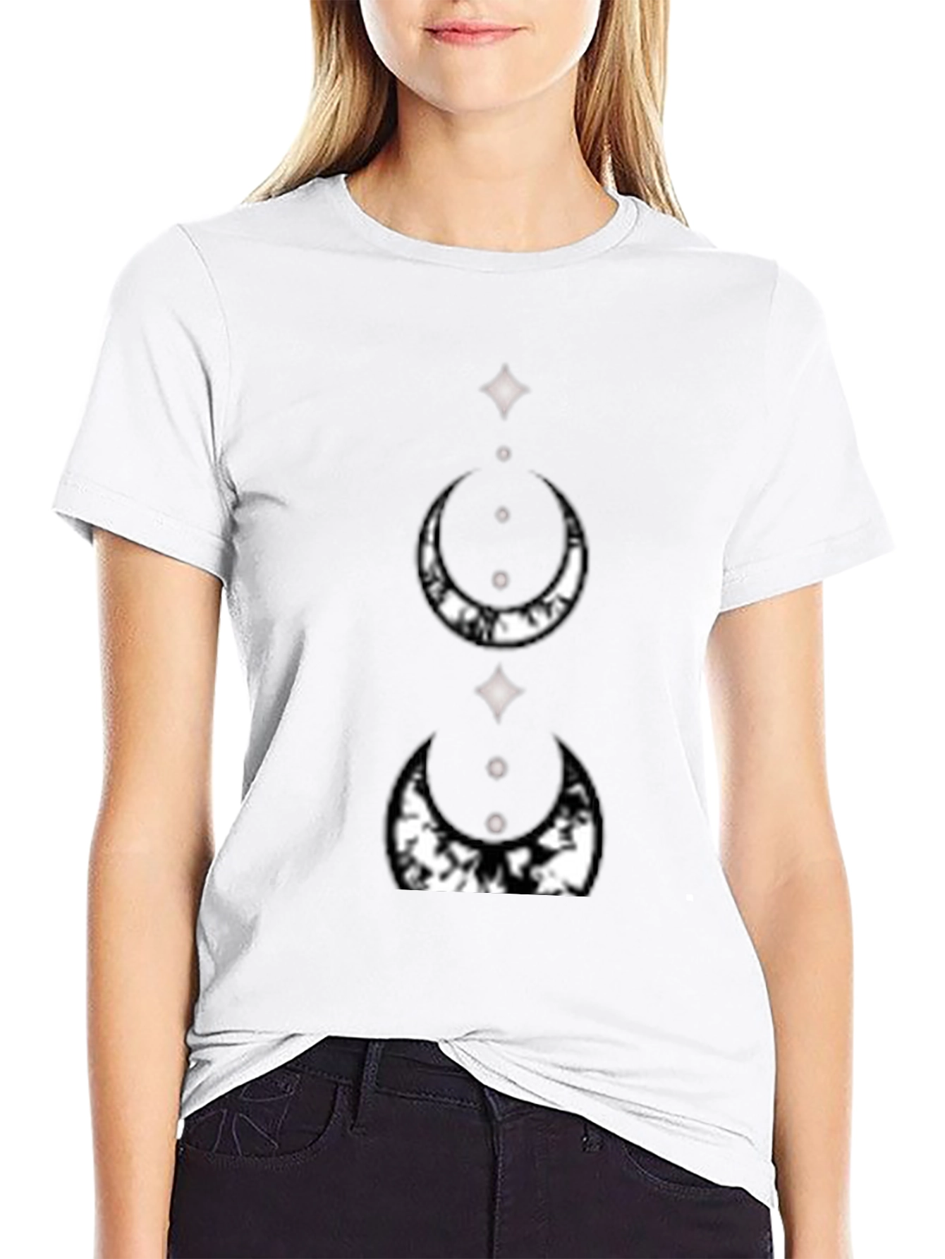 Mystic Moon Phase Graphic Tee - Black Cotton