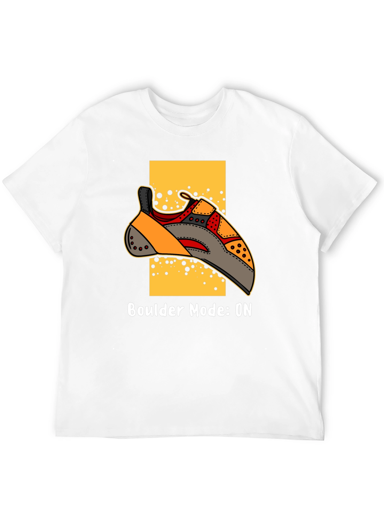 Boulder Mode ON T-Shirt - Climbing Shoe Graphic Tee